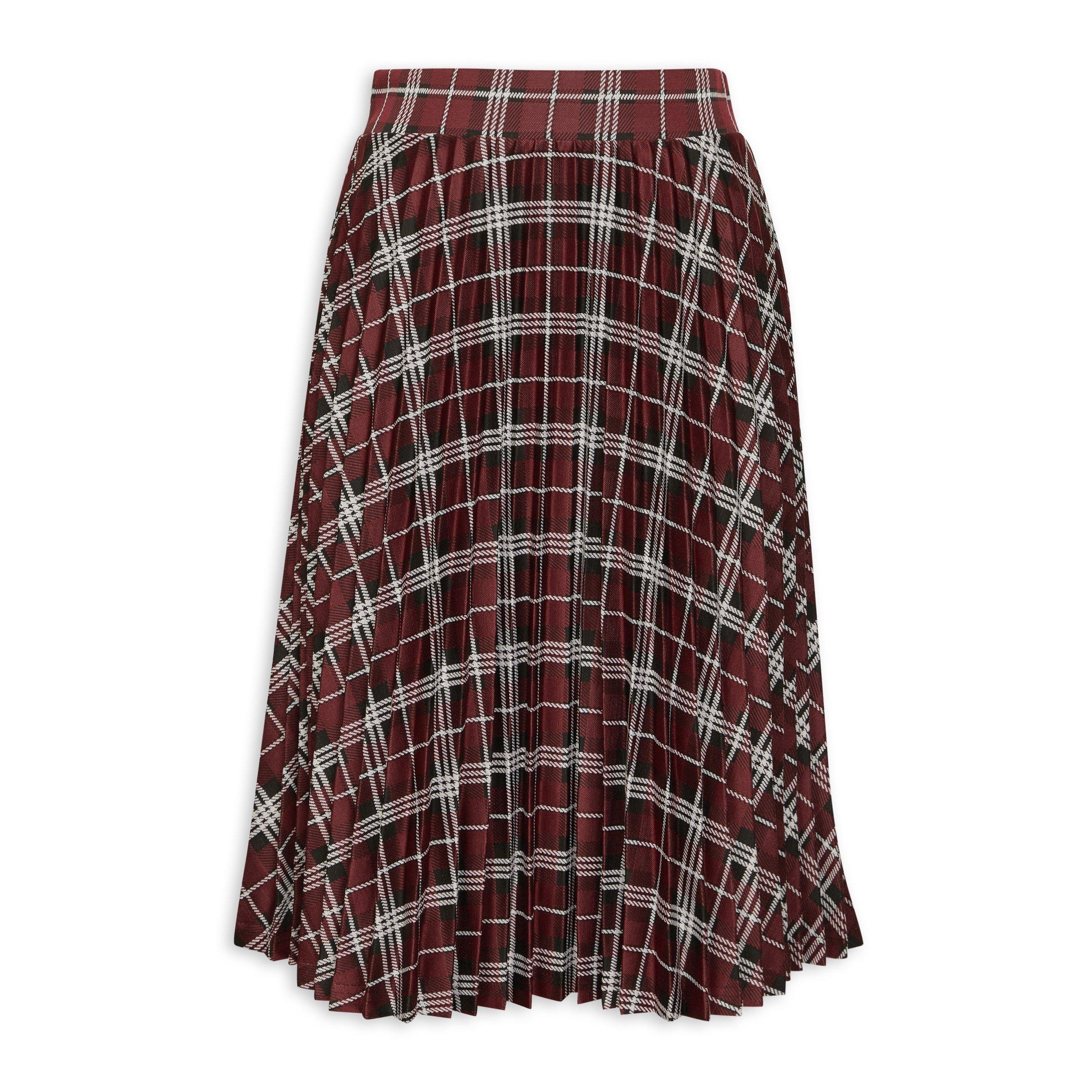 Red Check Pleated Skirt (3125275) | Identity