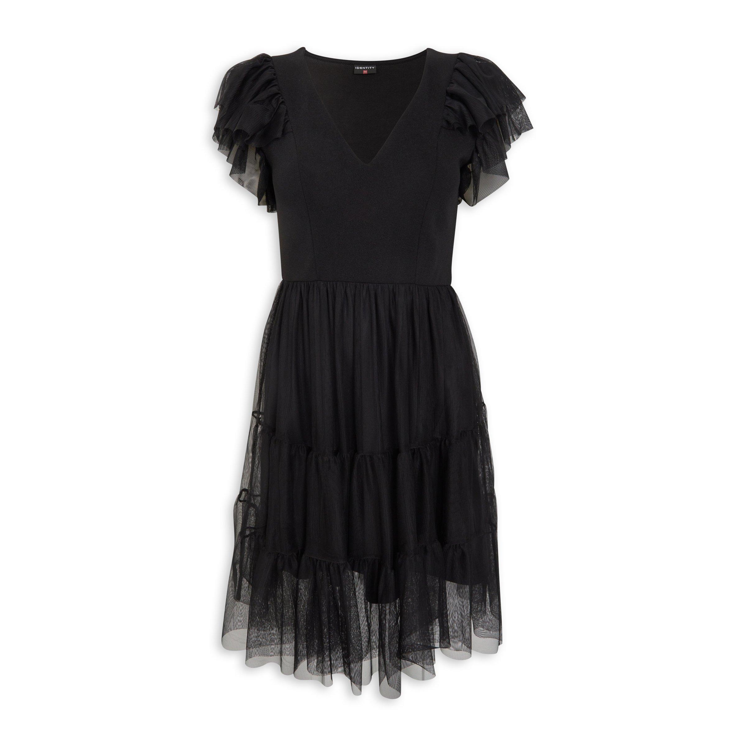 Black White Draped Mini Tulle Dress 17275