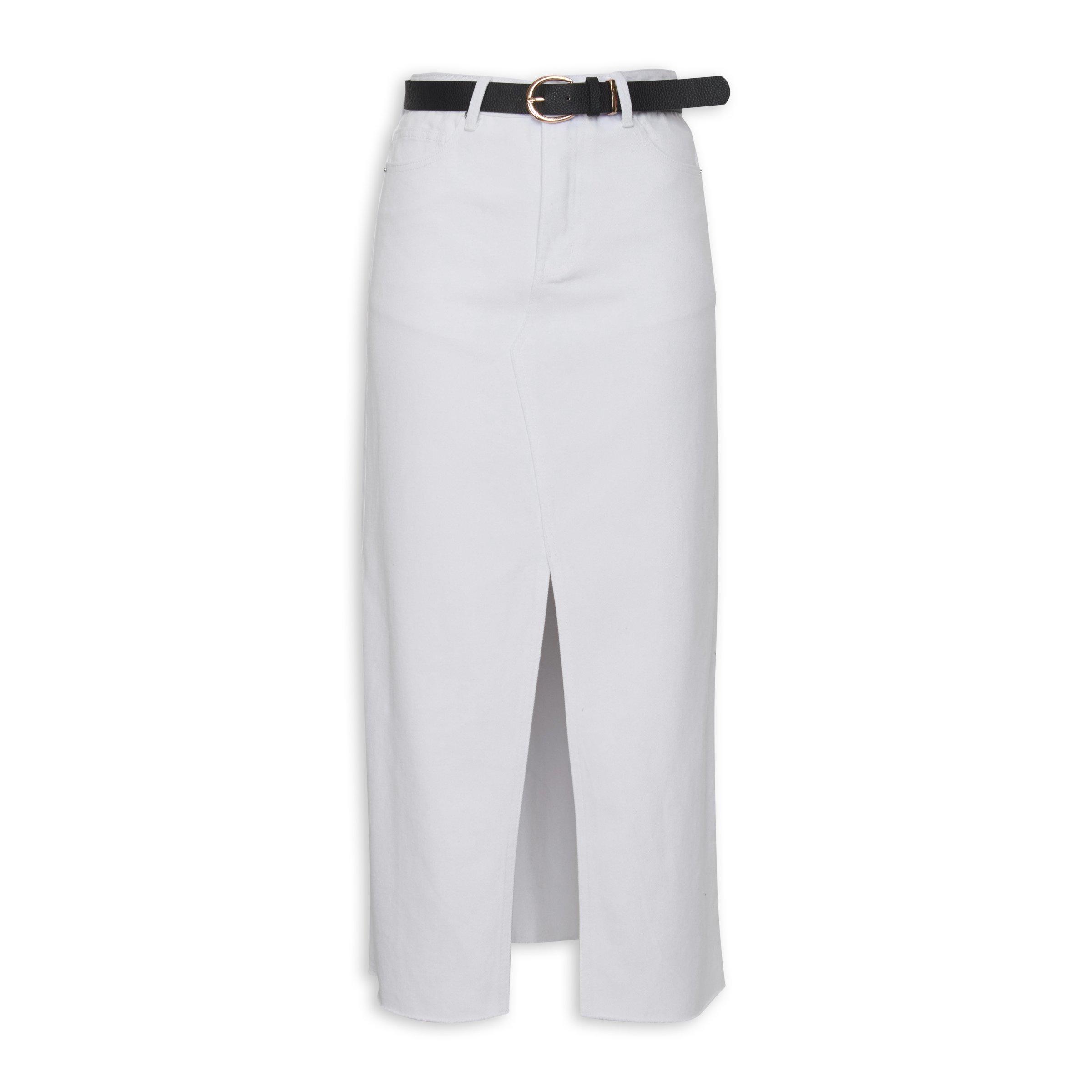 White denim buckle skirt main image 0