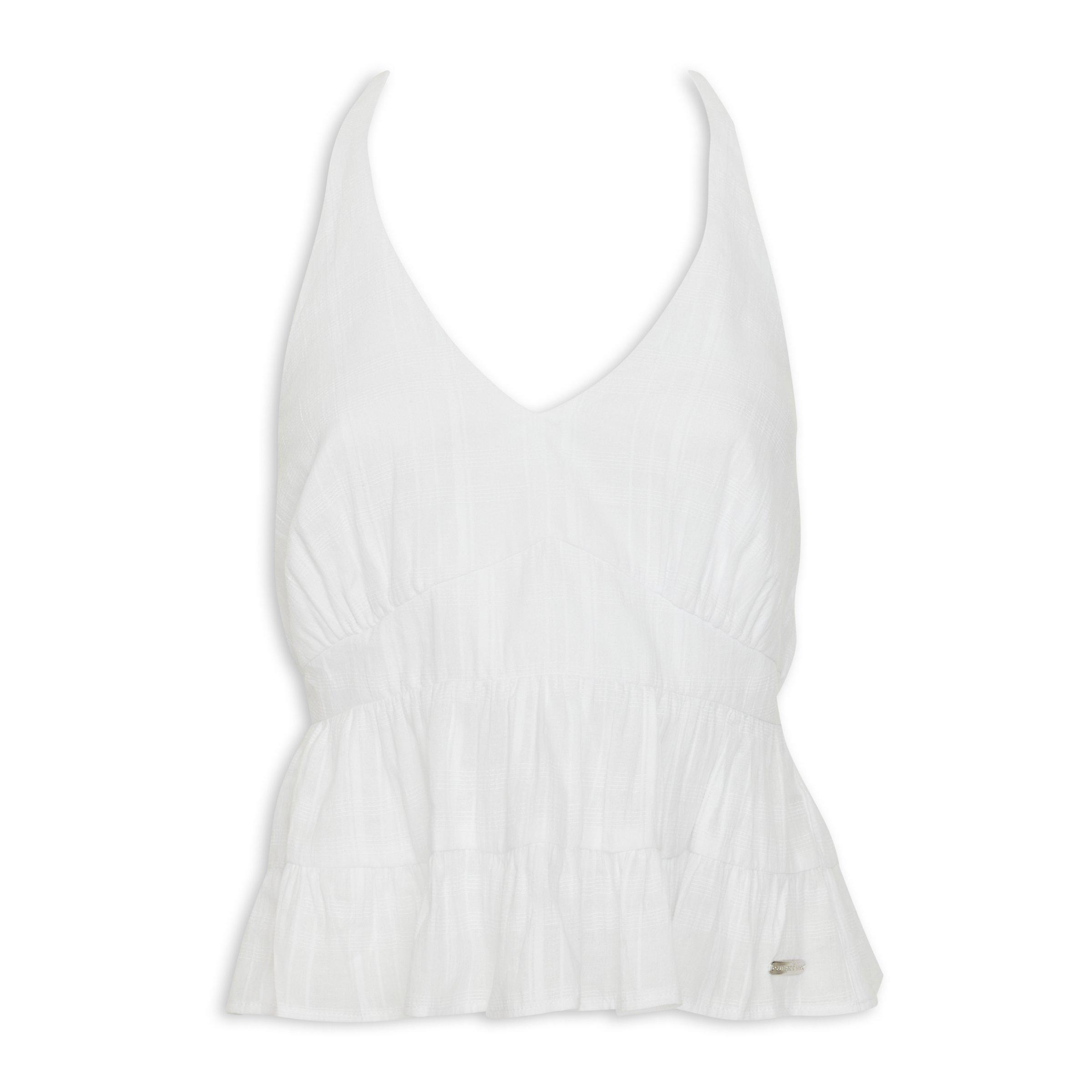 White Tiered Halter Top (3127609) | OUTBACK RED