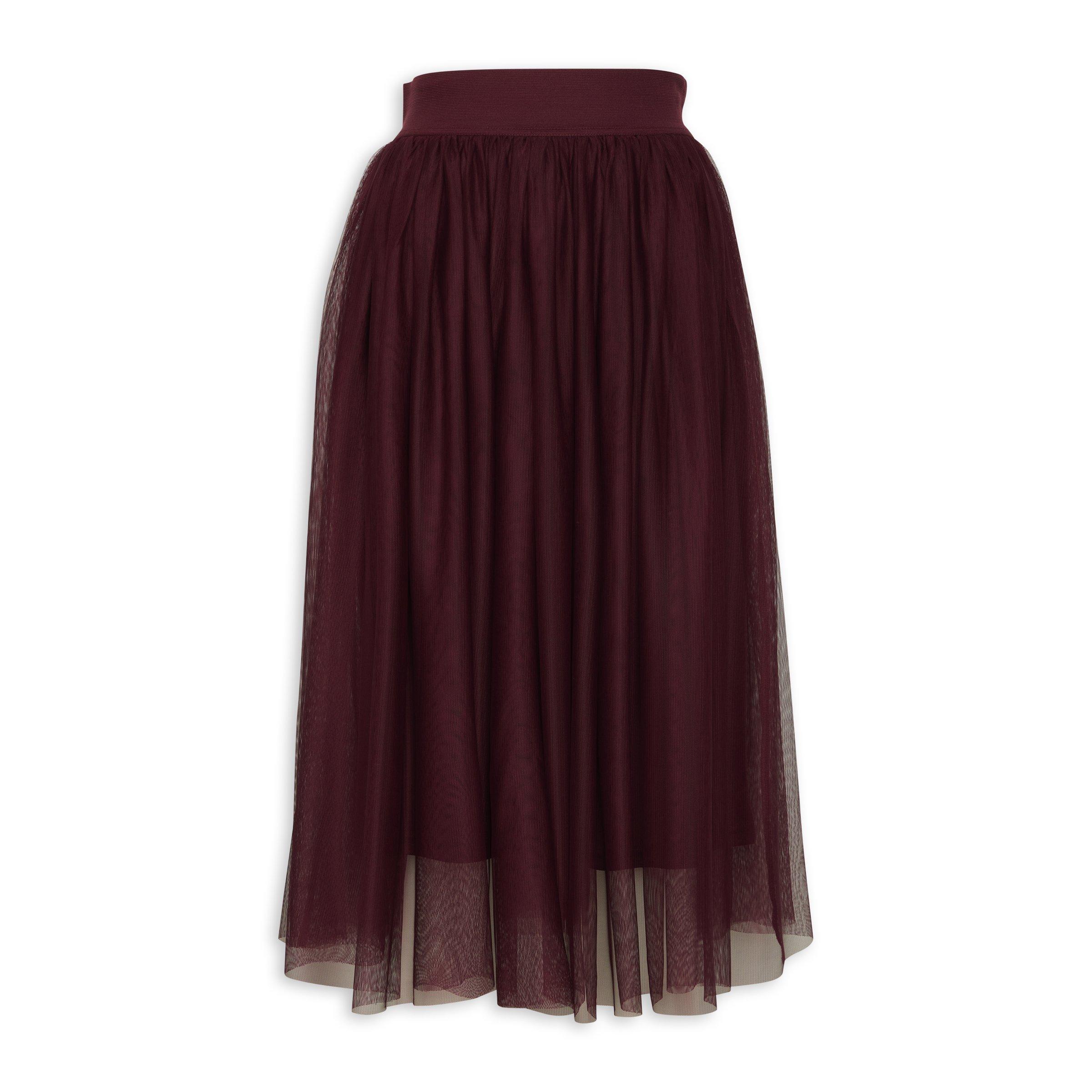 Burgundy Tulle Skirt (3128868) | Identity