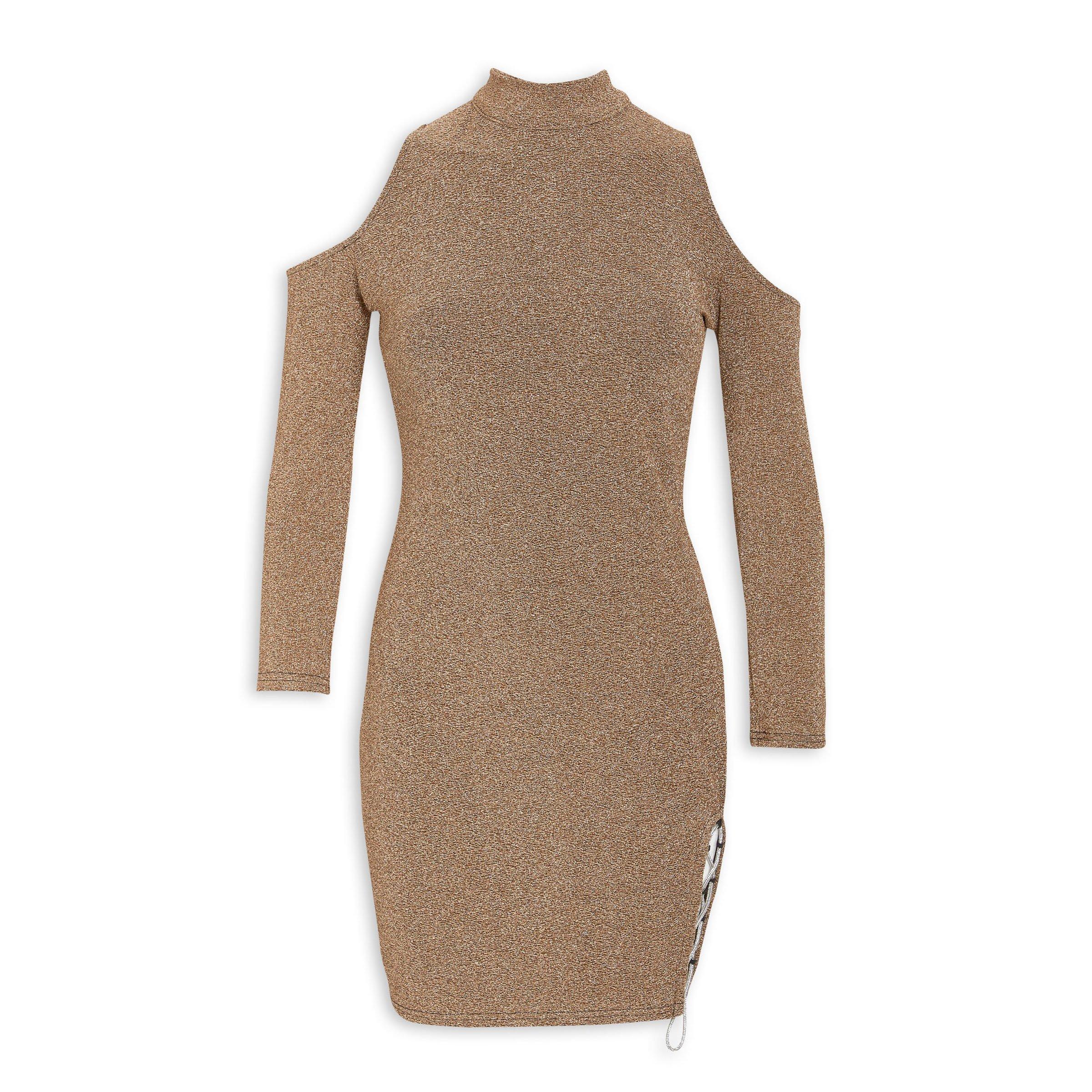 Gold Cold Shoulder Bodycon Dress (3128991) Truworths