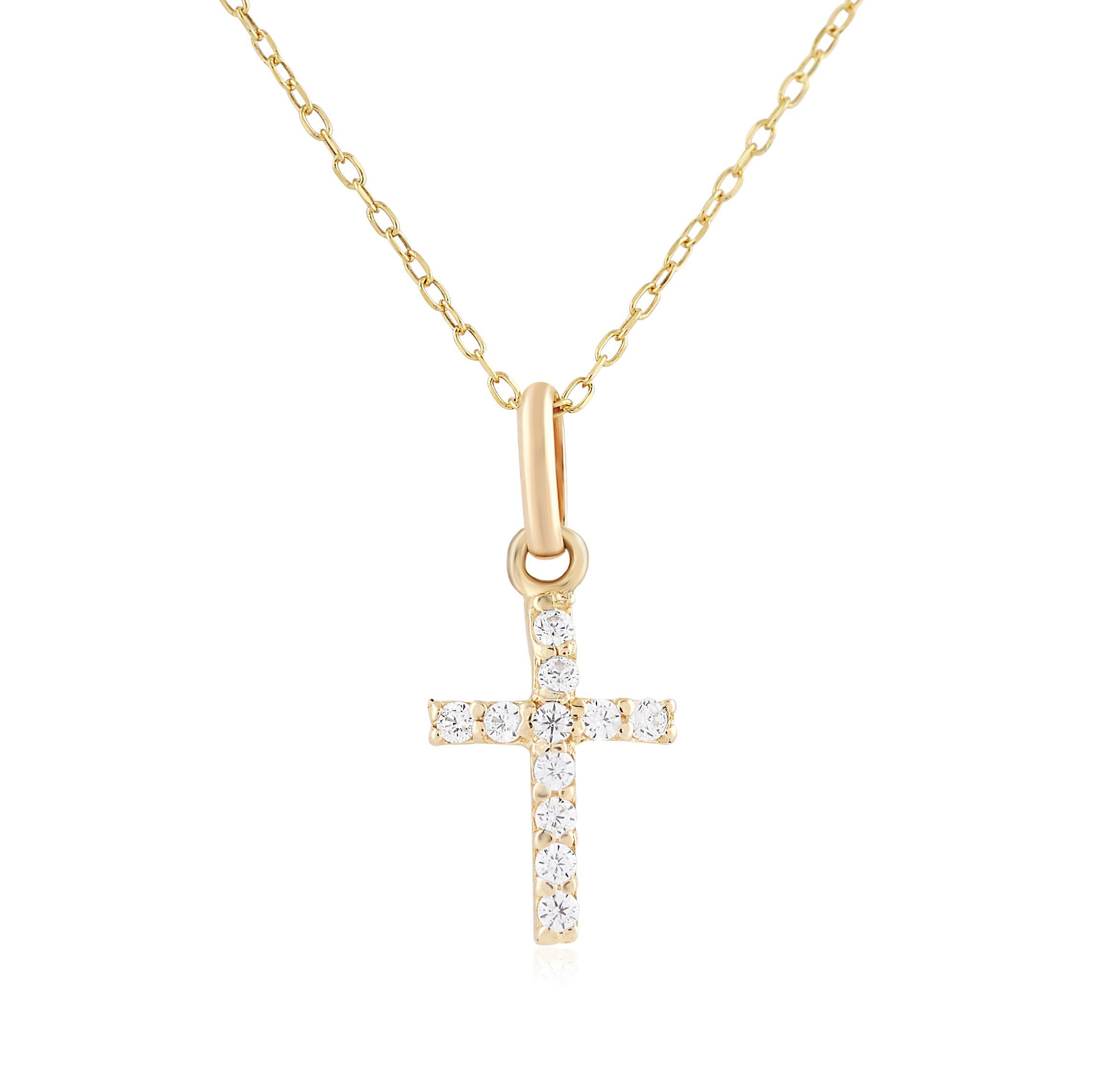 Stone Cross Pendant on Chain (3134341) | 9ct Gold