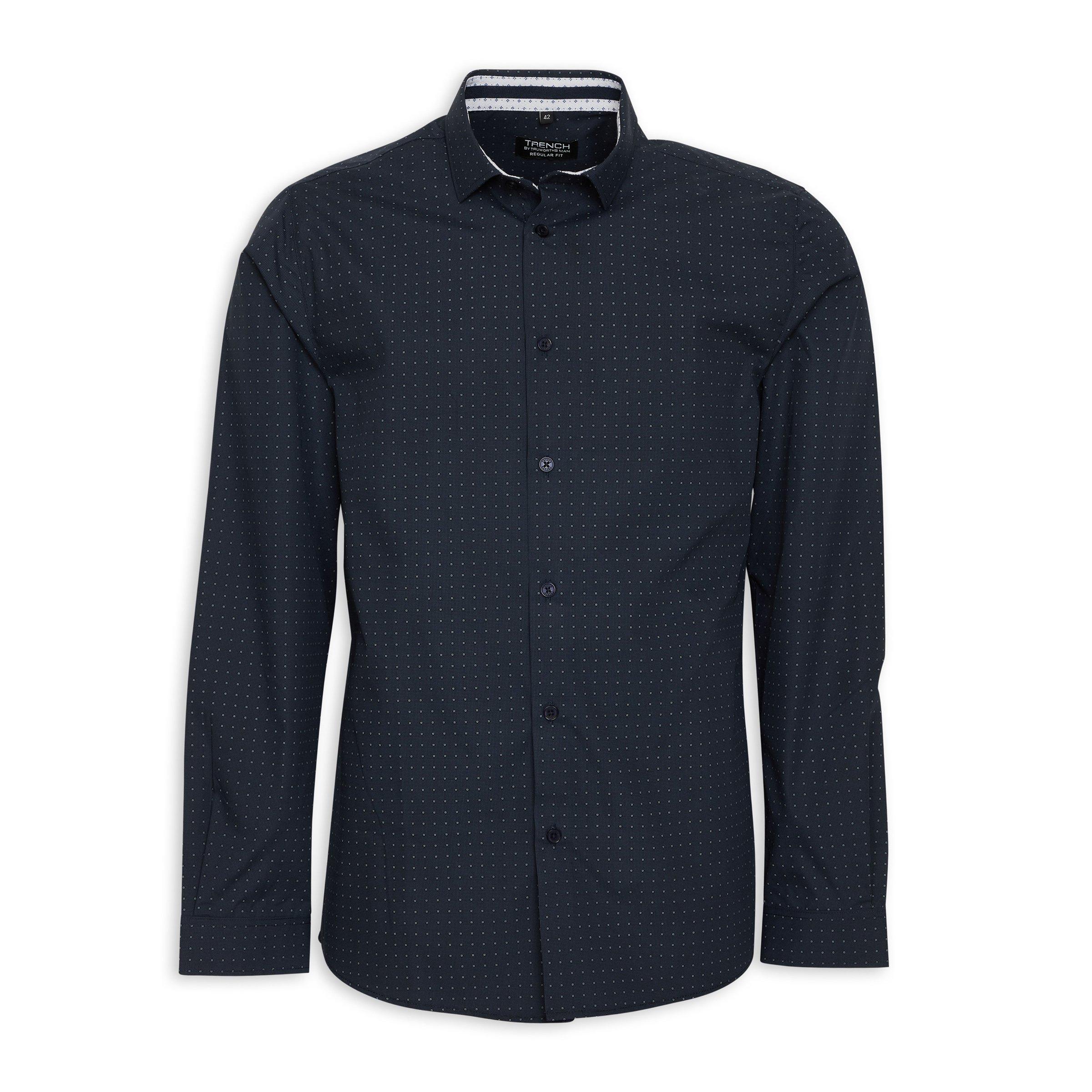 Navy Grey Geo Print Dress Shirt main image 1