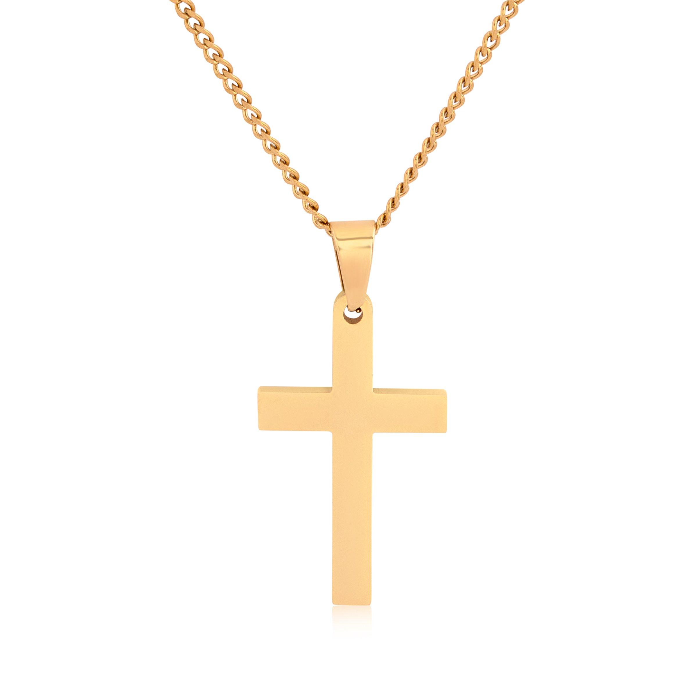 Yellow Gold Plated Classic Cross 60cm (3136668) | Stainless Steel