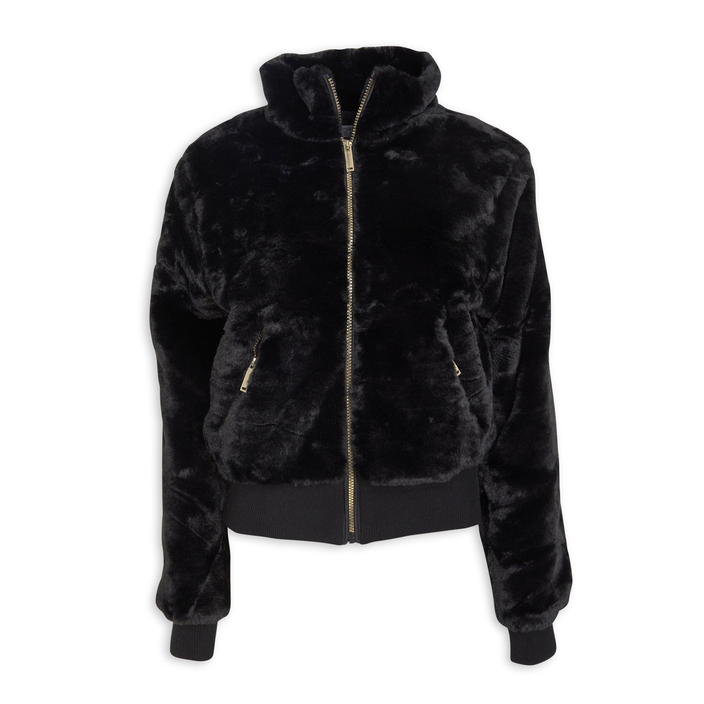 Black Fluffy Bomber Jacket (3136802) | OUTBACK RED