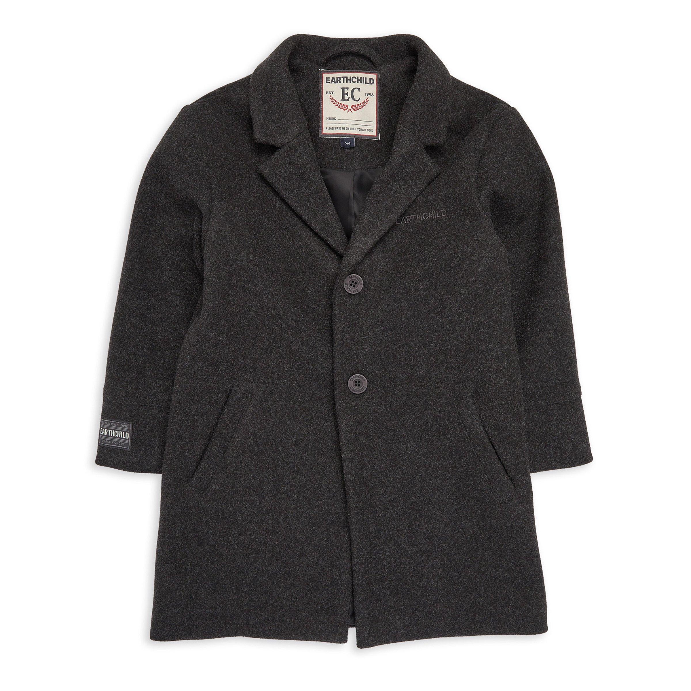 Kid Boy Charcoal Melton Coat (3136807) | Earthchild