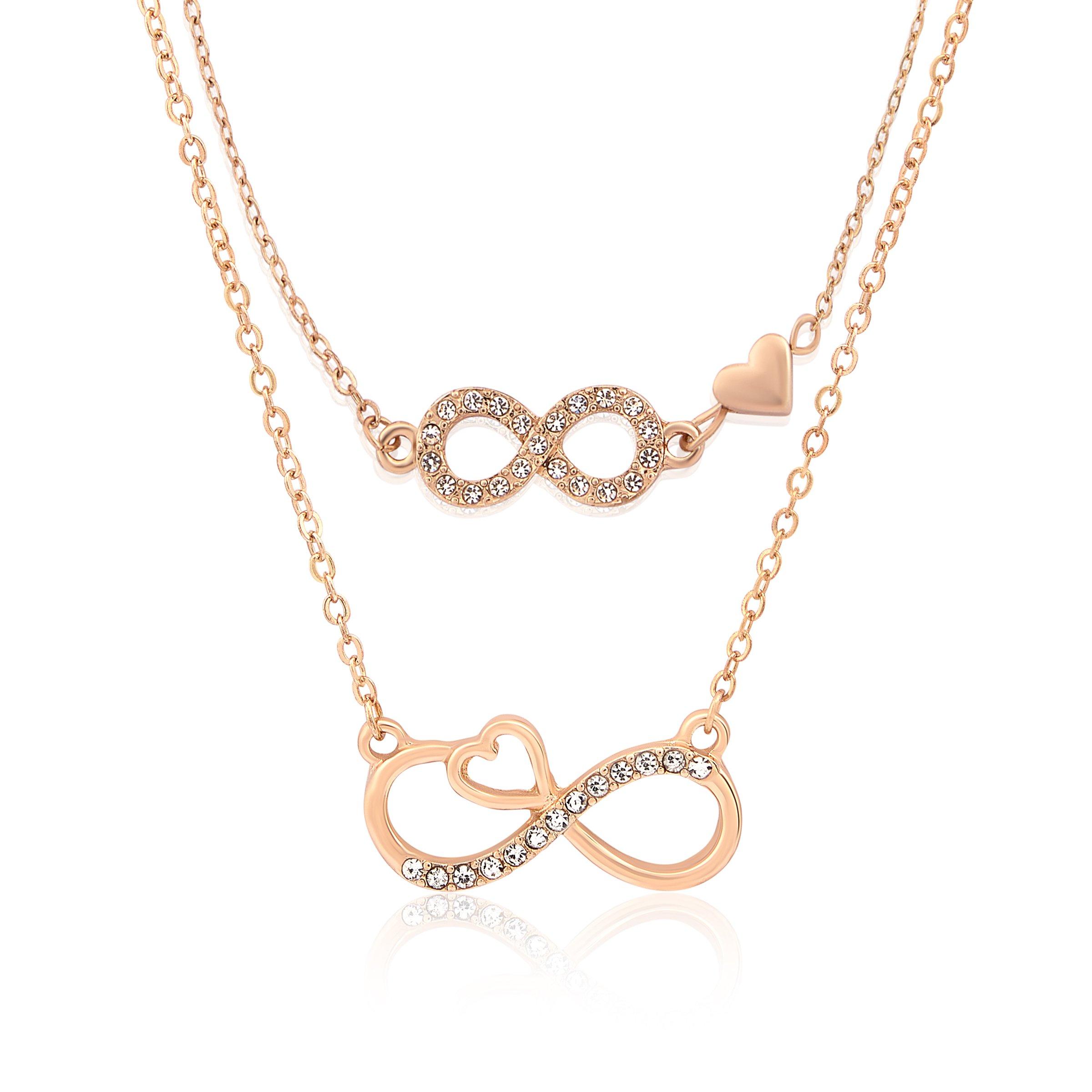 Women 18kt Gold Plated Infinity with Heart Double Chain Charm Bracelet