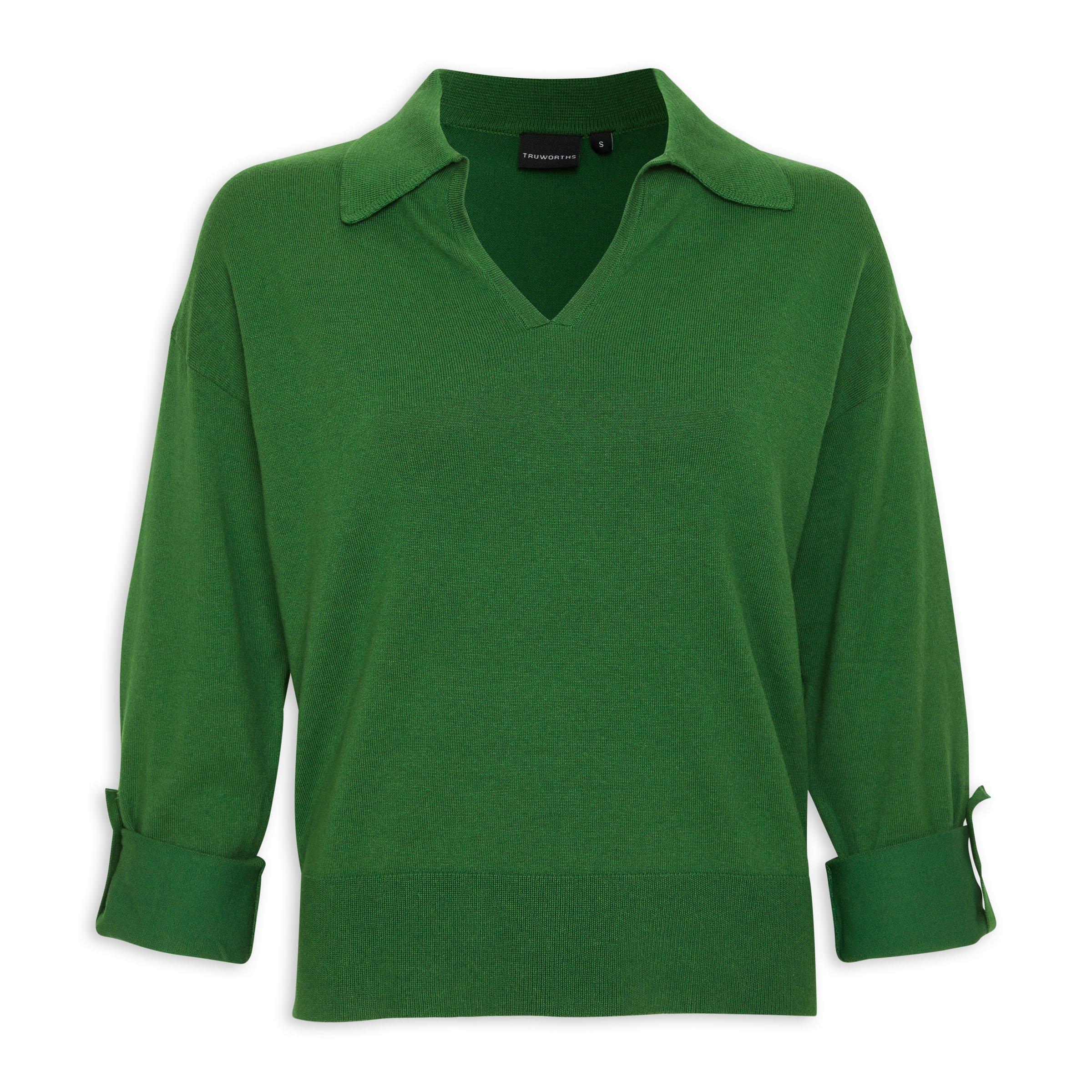 Green Collared Knit Top (3140266) 