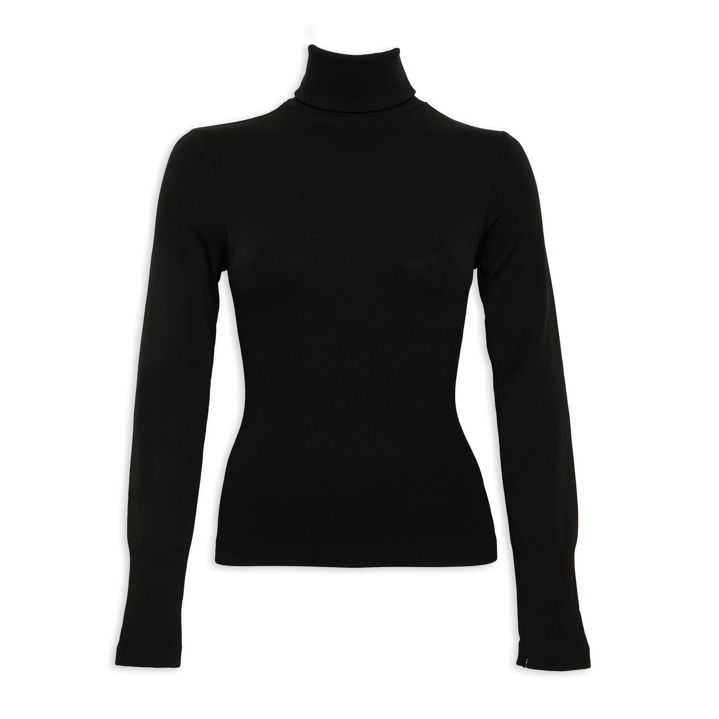 Black Polo Neck Top (3140708) | Basix