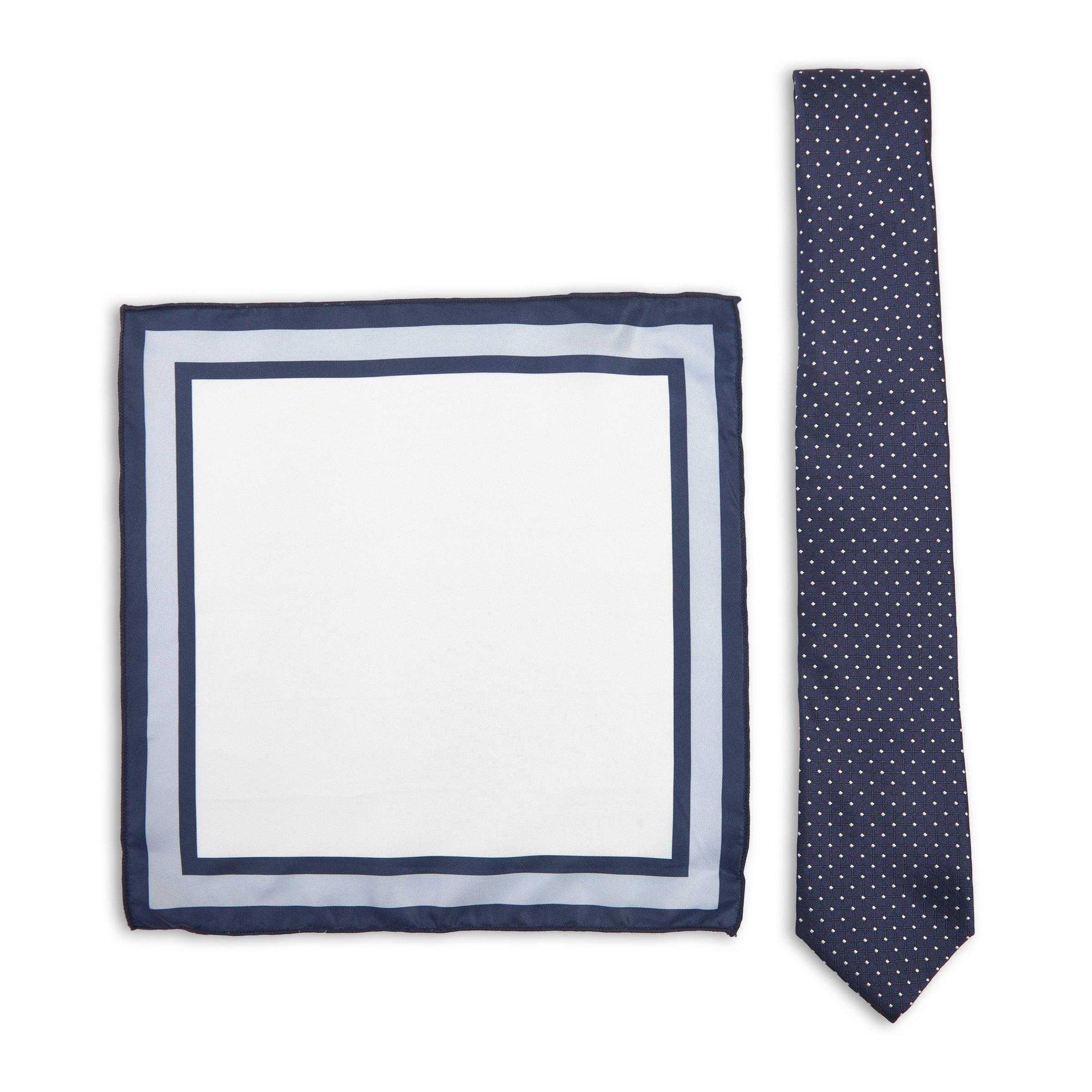 Navy Spot Tie & Pocket Square Set (3140912) | Truworths Man