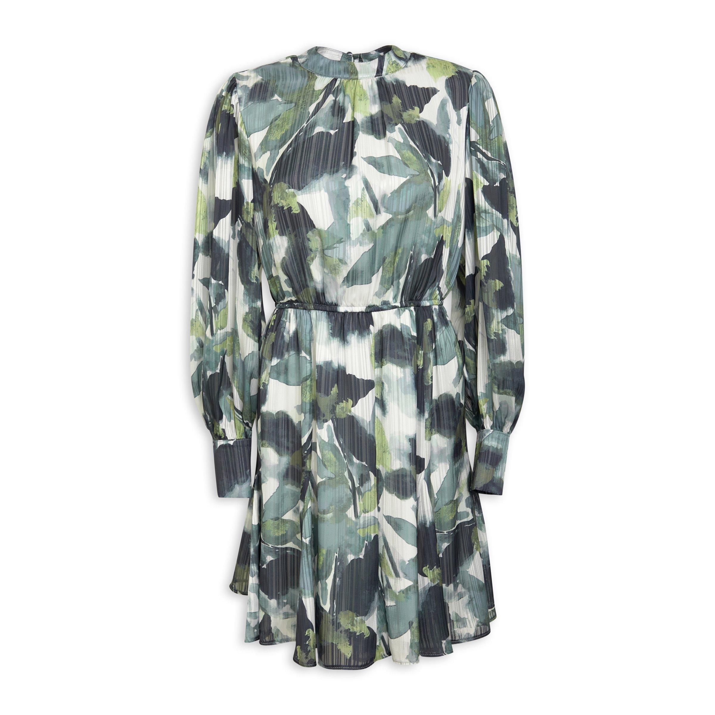 1212195 White Floral Flare Dress