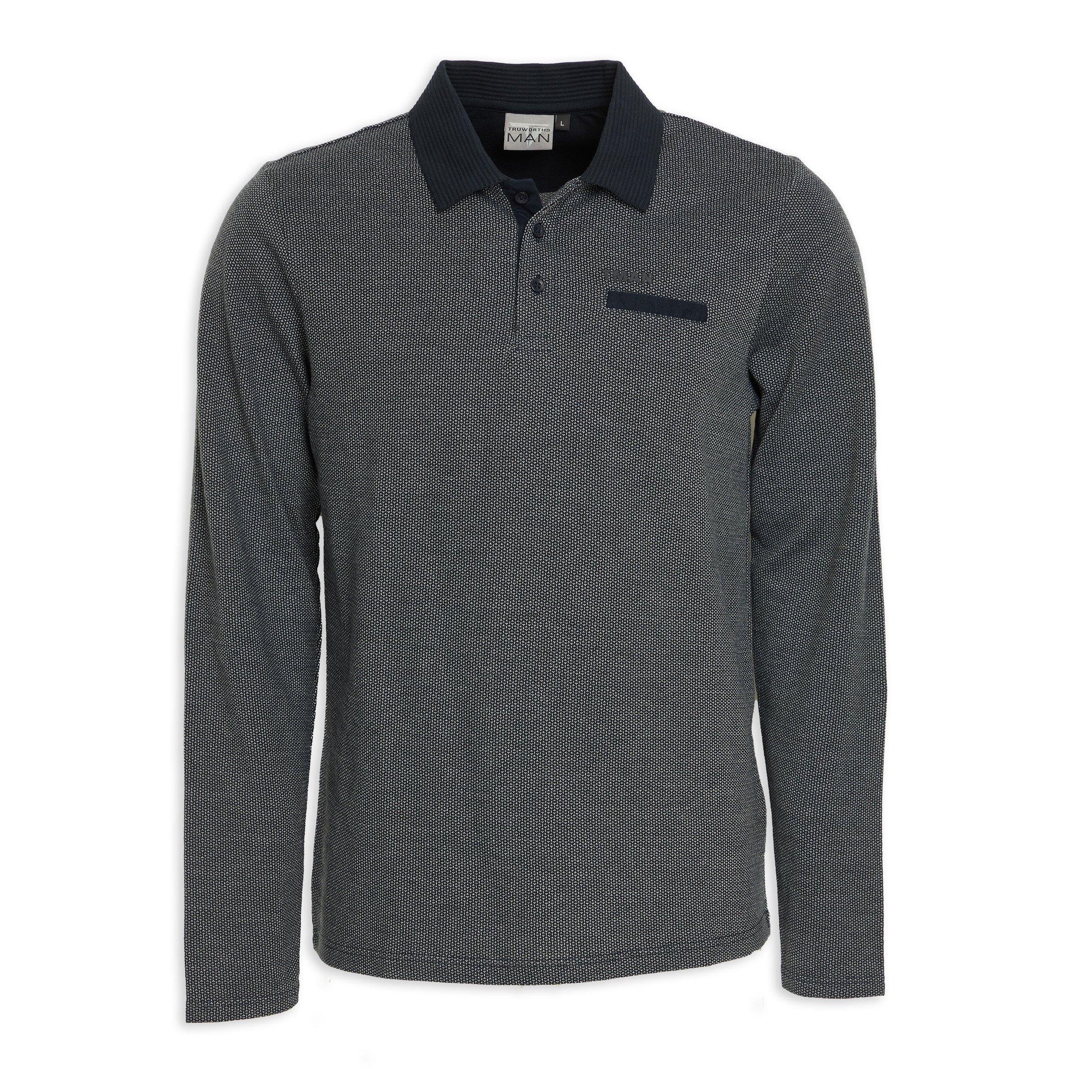 Navy Textured Golfer Shirt (3141702) | Truworths Man