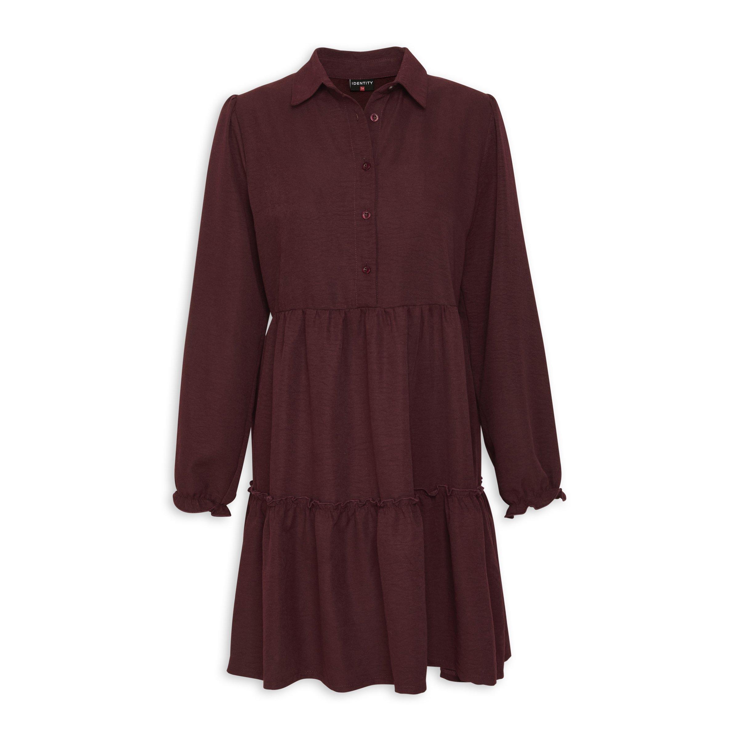 Pleated Sweatshirt Dress, Maroon