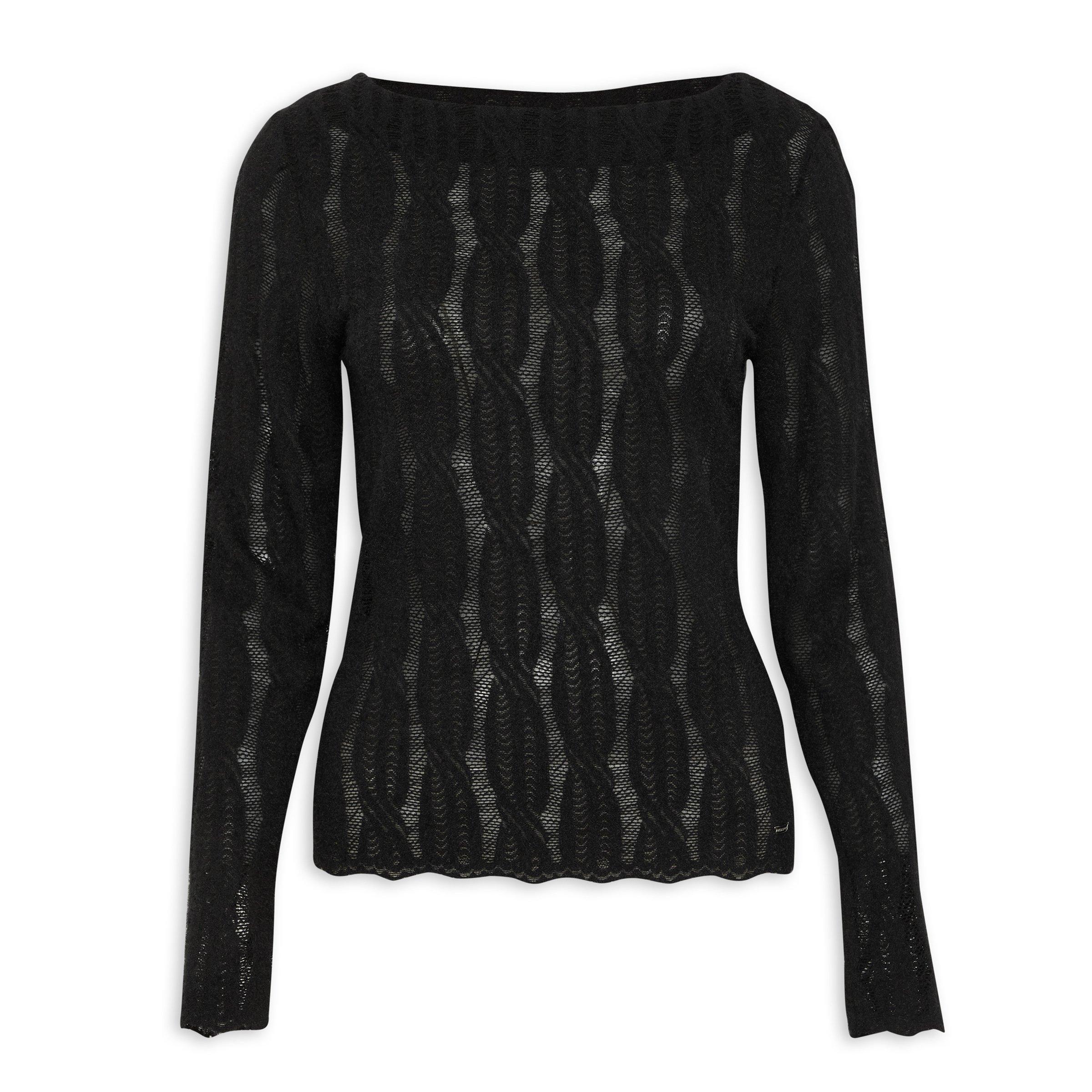 Black Fitted Knit Top (3143262) | Finnigans