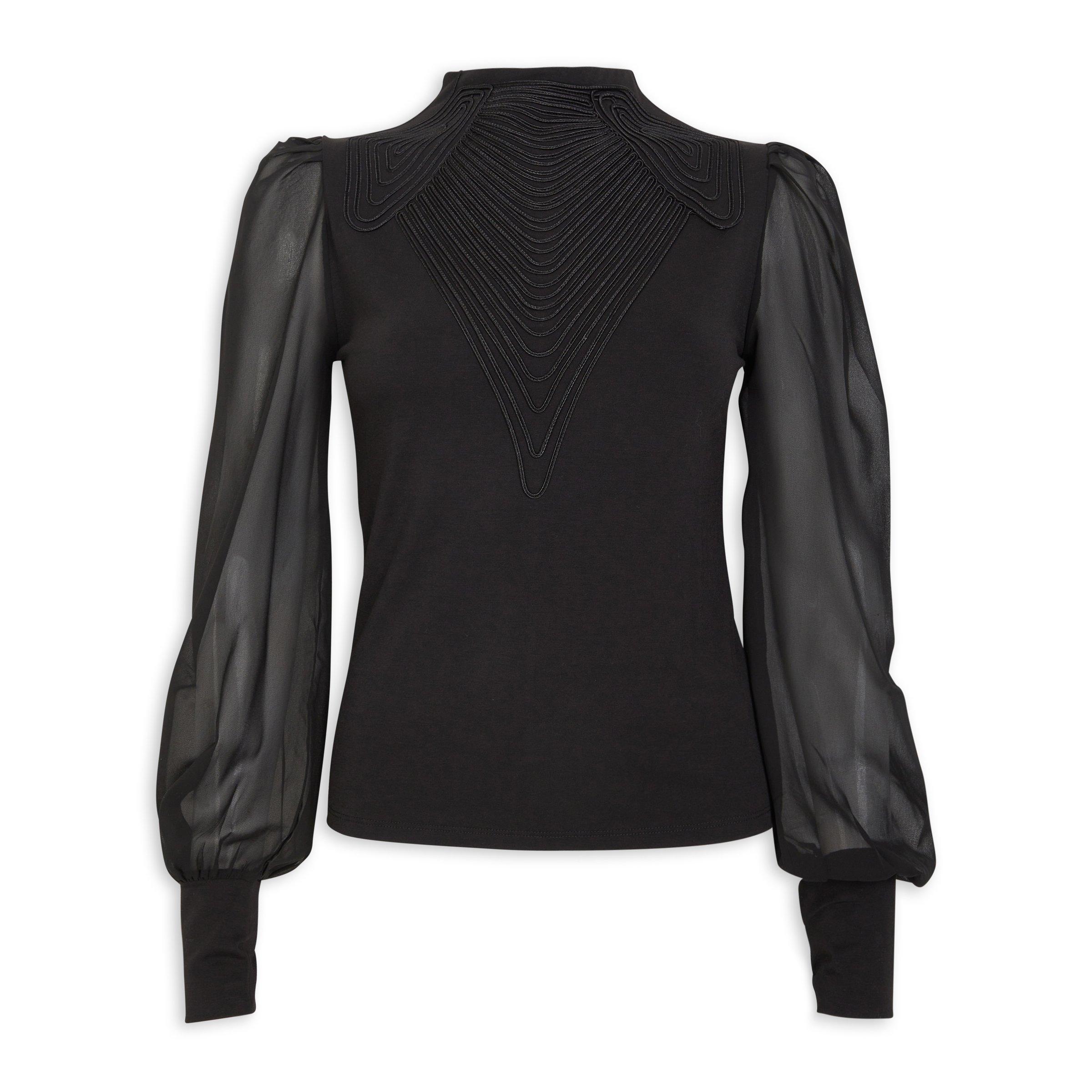 Black Puff Sleeve Top (3143644) | Truworths