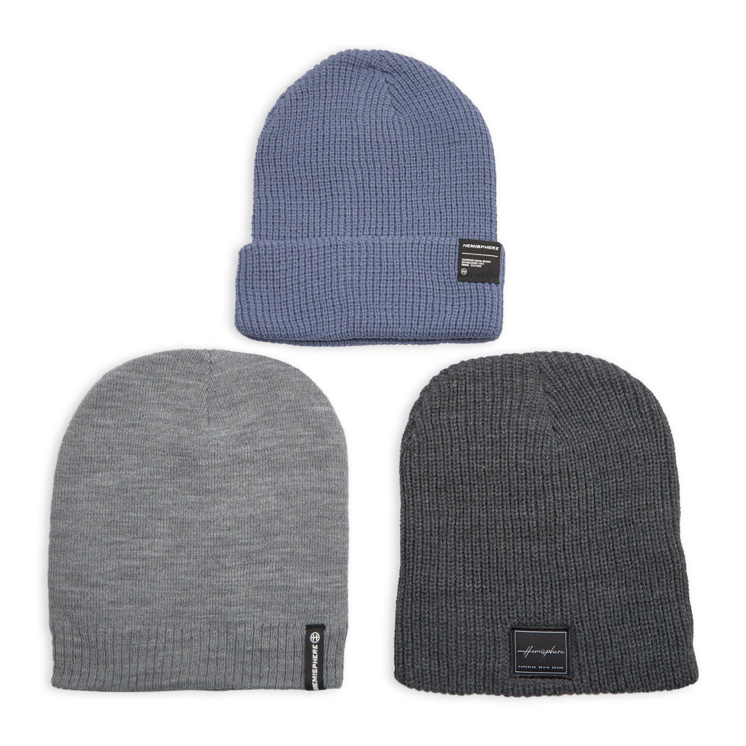 3-pack Grey and Blue Beanies (3145681) | Hemisphere