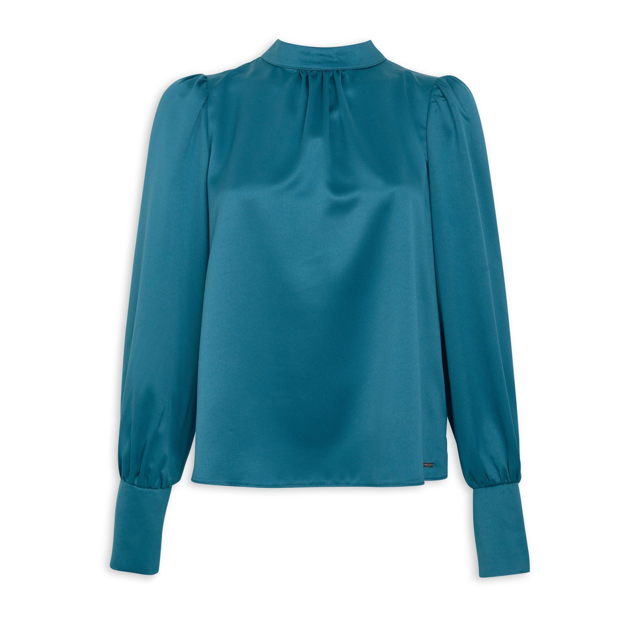 Teal High Neck Blouse (3145780) | Finnigans