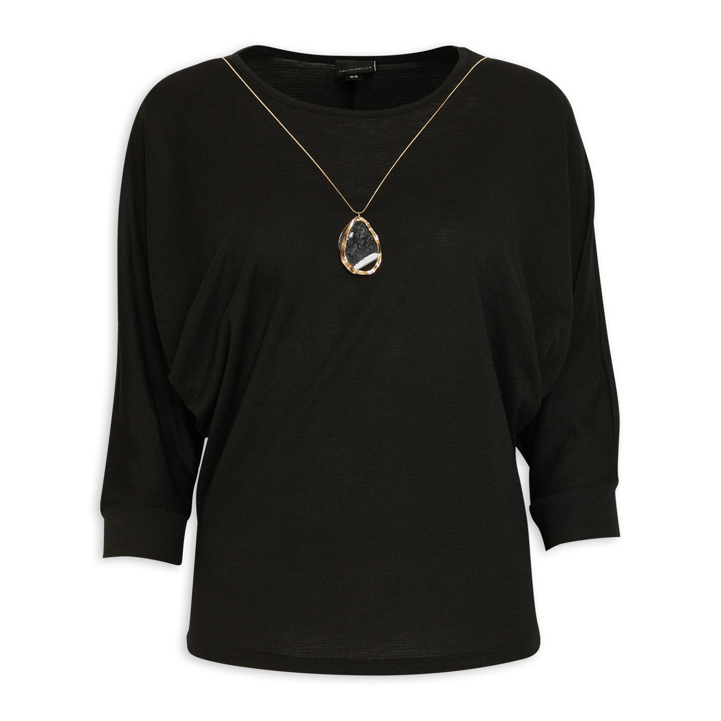 Black Dolman Top With Necklace (3147172) | Truworths