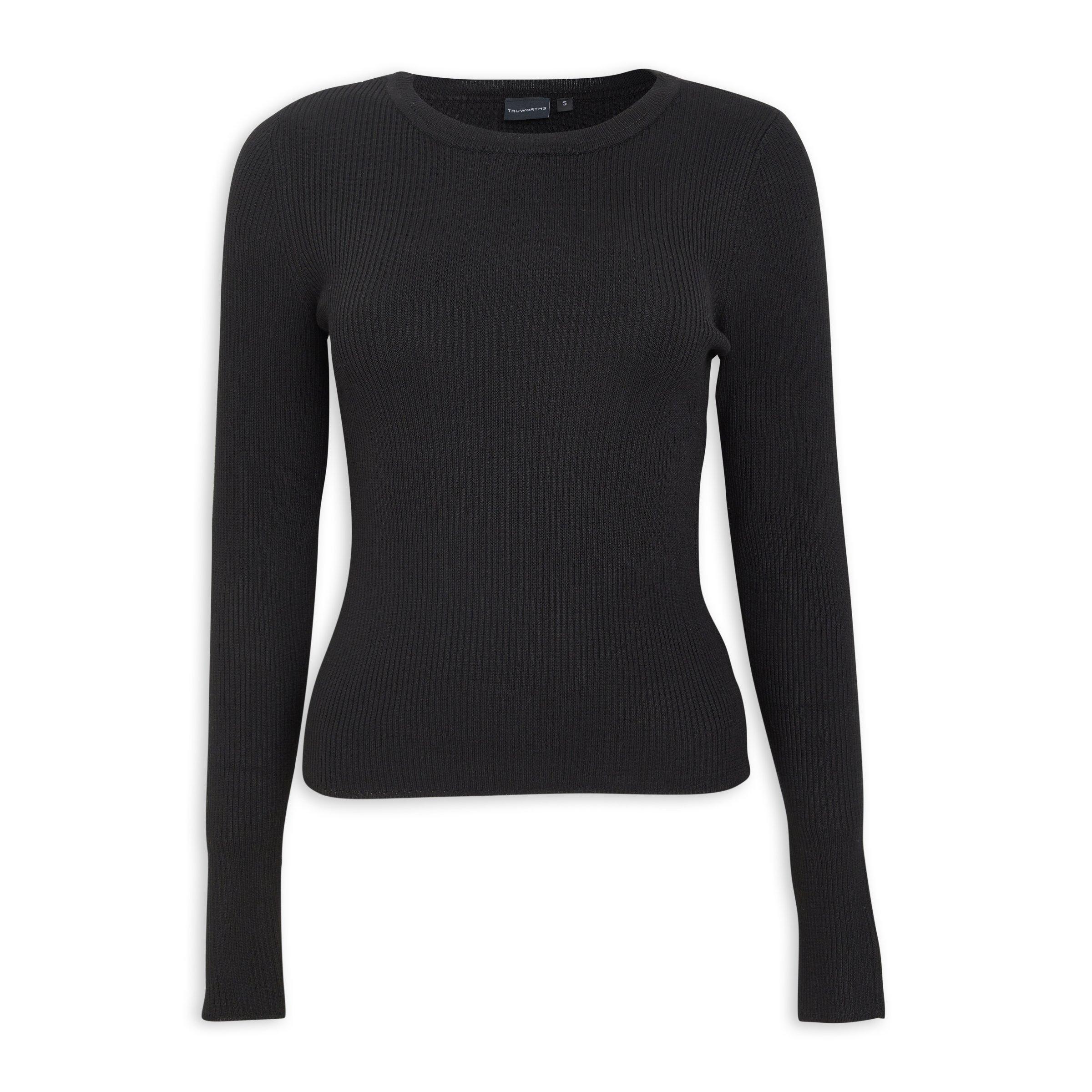 Black Rib Long Sleeve Knit Top (3148875) | Truworths