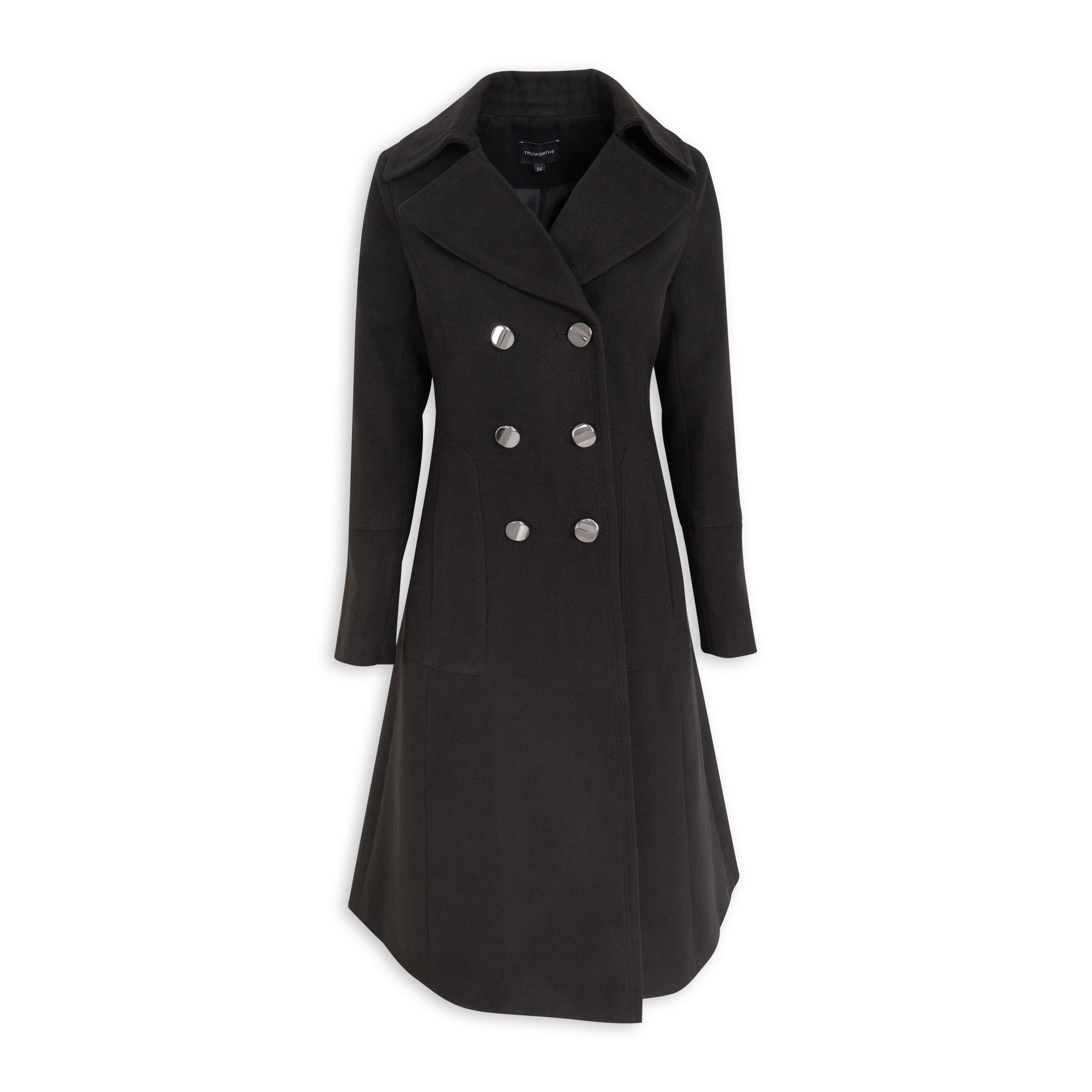 Black Double Breasted Coat (3149202) | Truworths