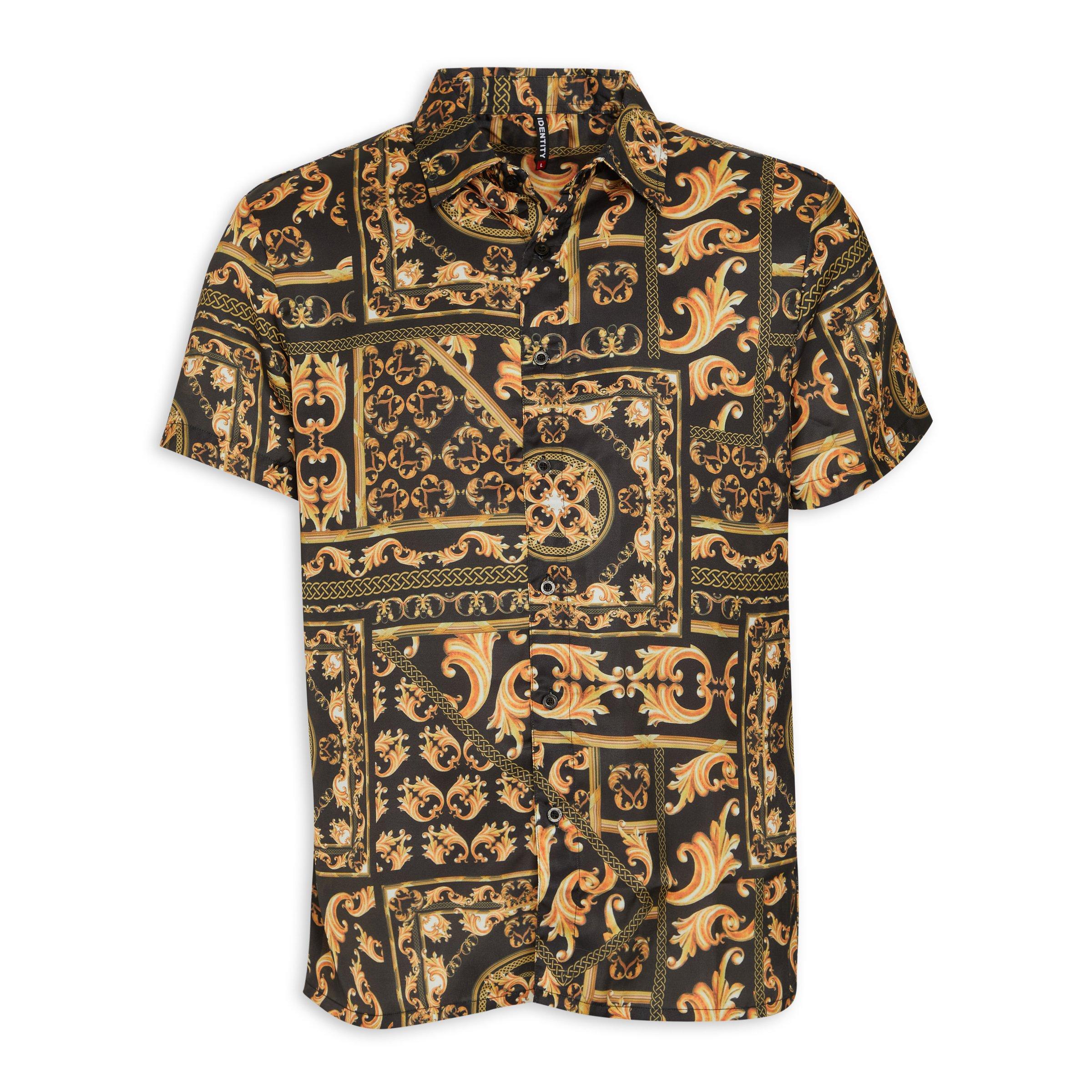 vintage black gold ornate print shirt