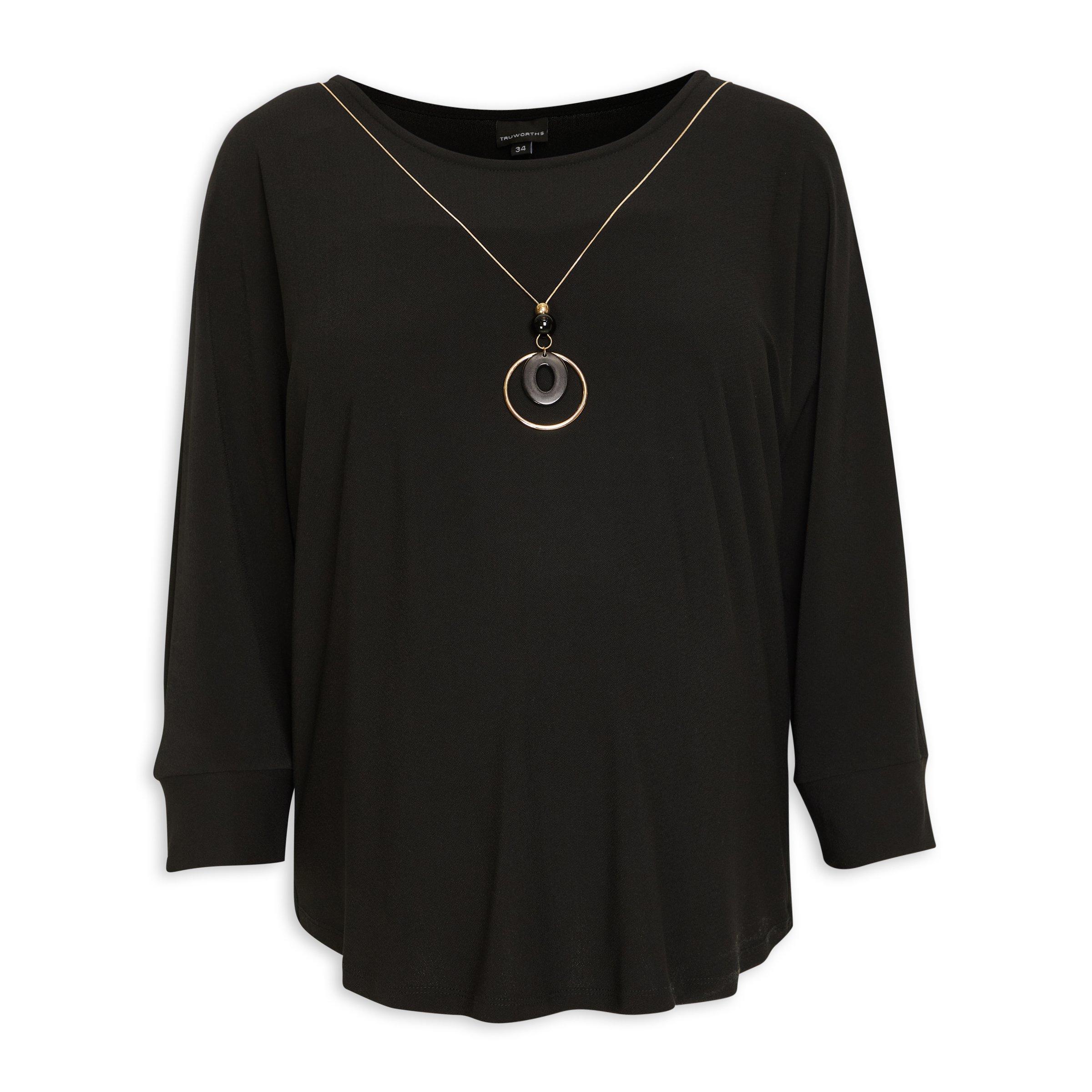 Black Dolman Top With Necklace (3153949) | Truworths