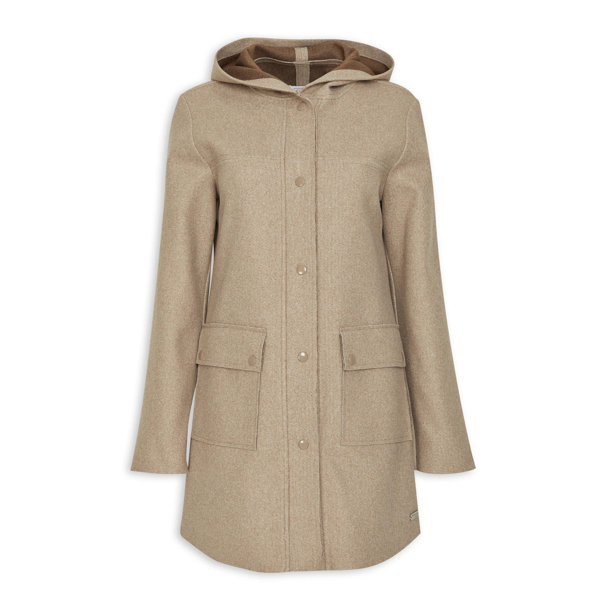 Beige Melton Hooded Coat (3154119) | Truworths