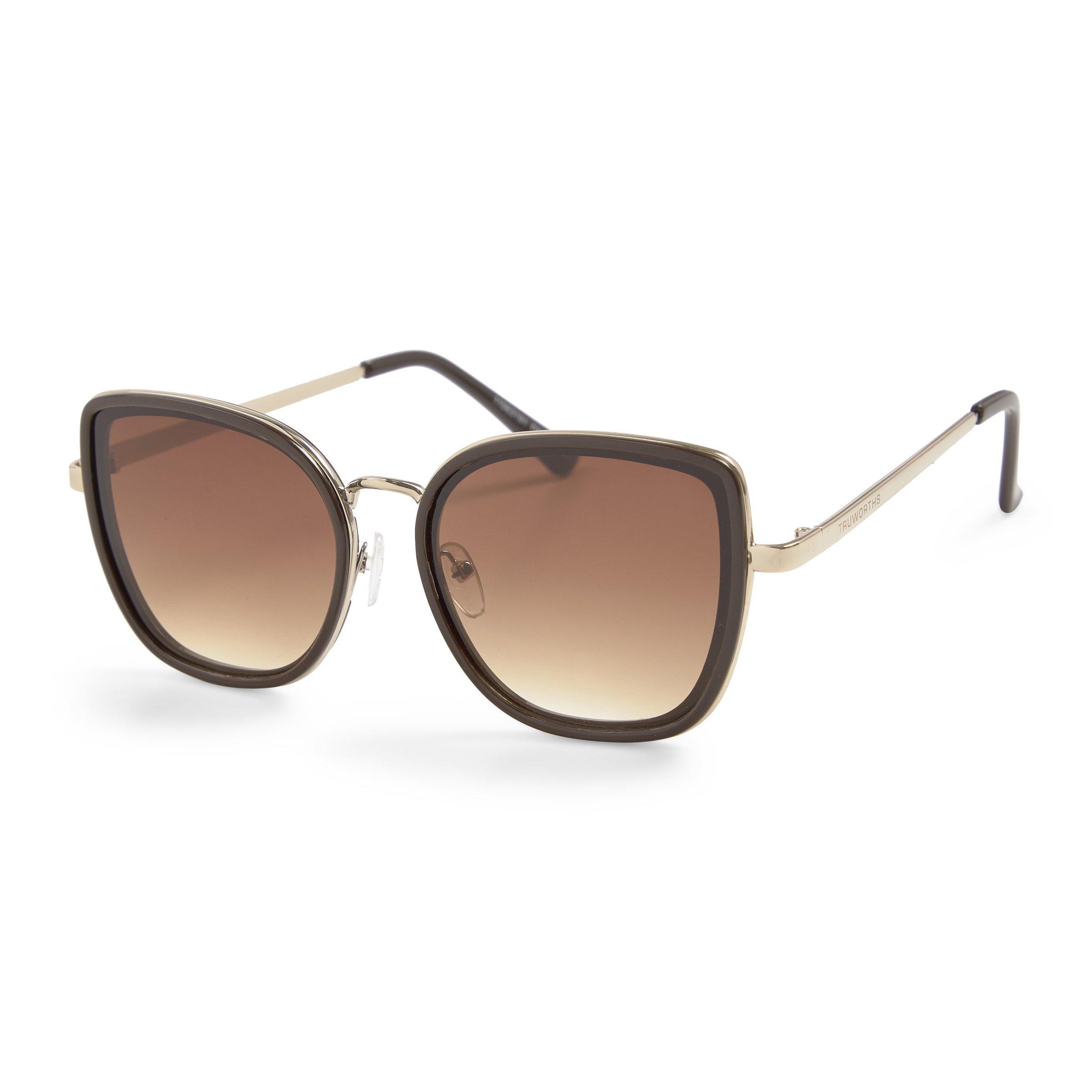 Sunglass Ru Chocolate and Gold Oversized Sunglass (3154441) | Truworths