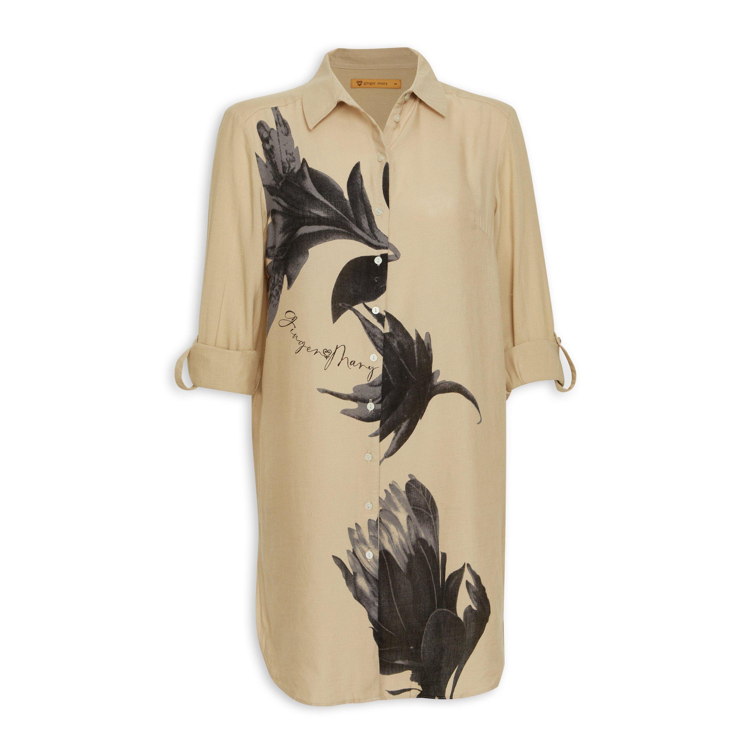 Beige Georgette Floral Printed Regular Fit Tunic – Women’s Casual Wear (L to 2XL) main image 1