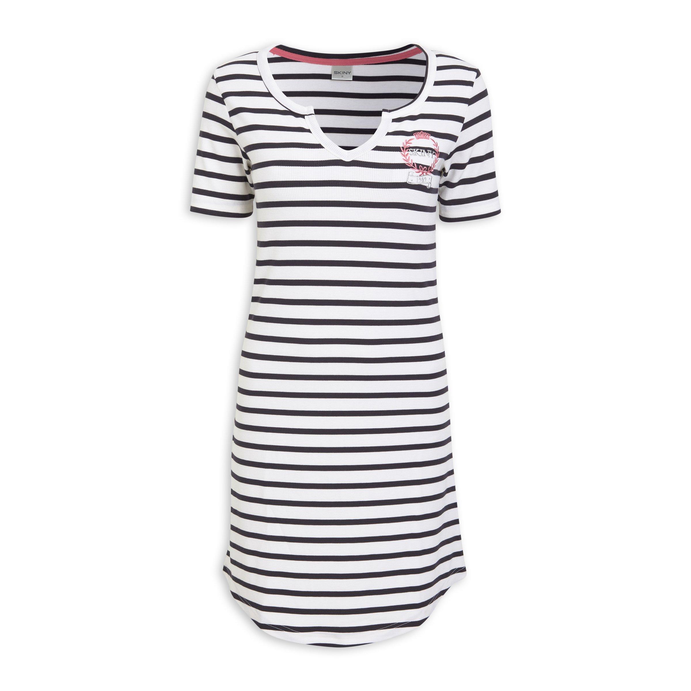White Striped Sleep Dress (3154922) | Skiny