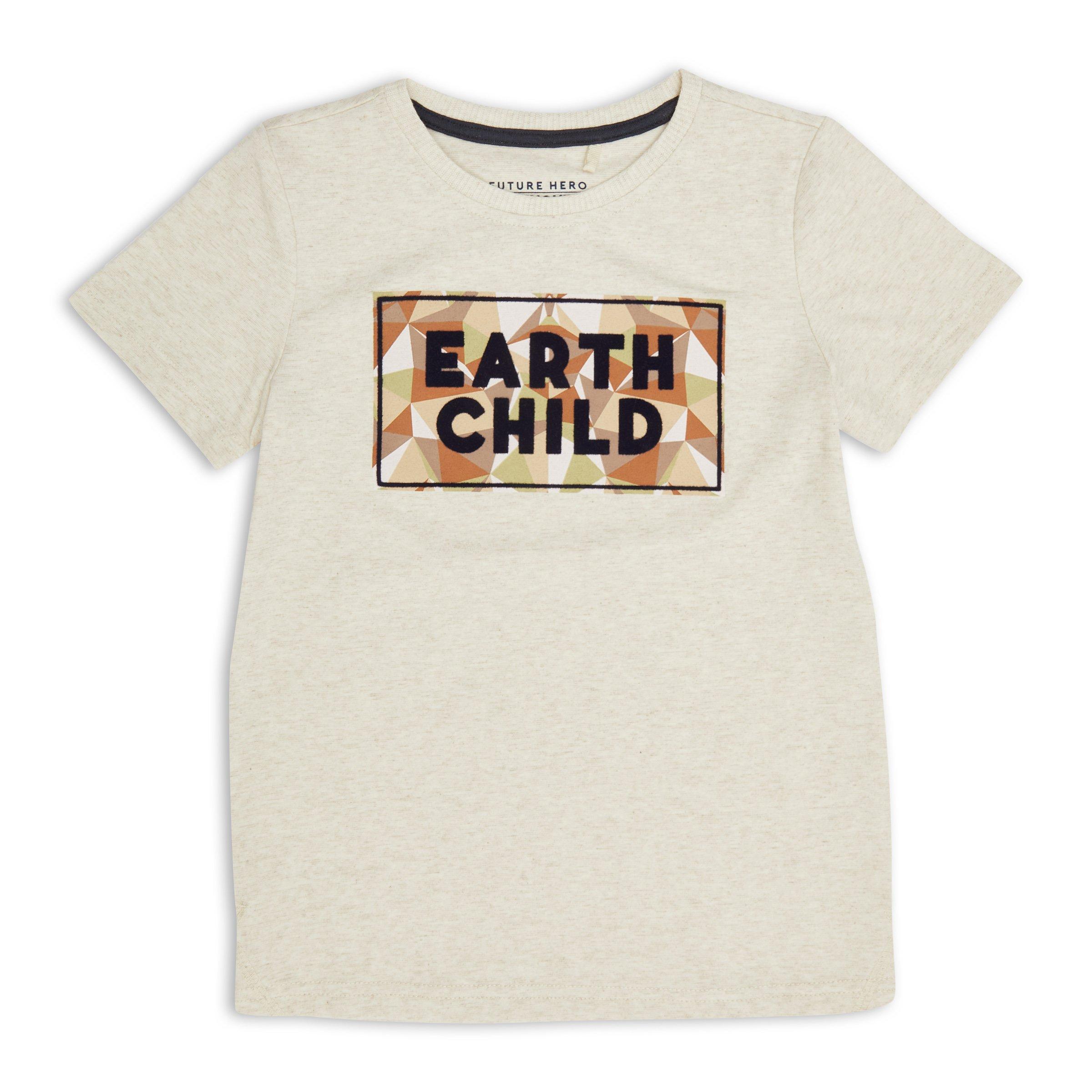 Kid Boys Beige Branded T-shirt (3154954) | Earthchild