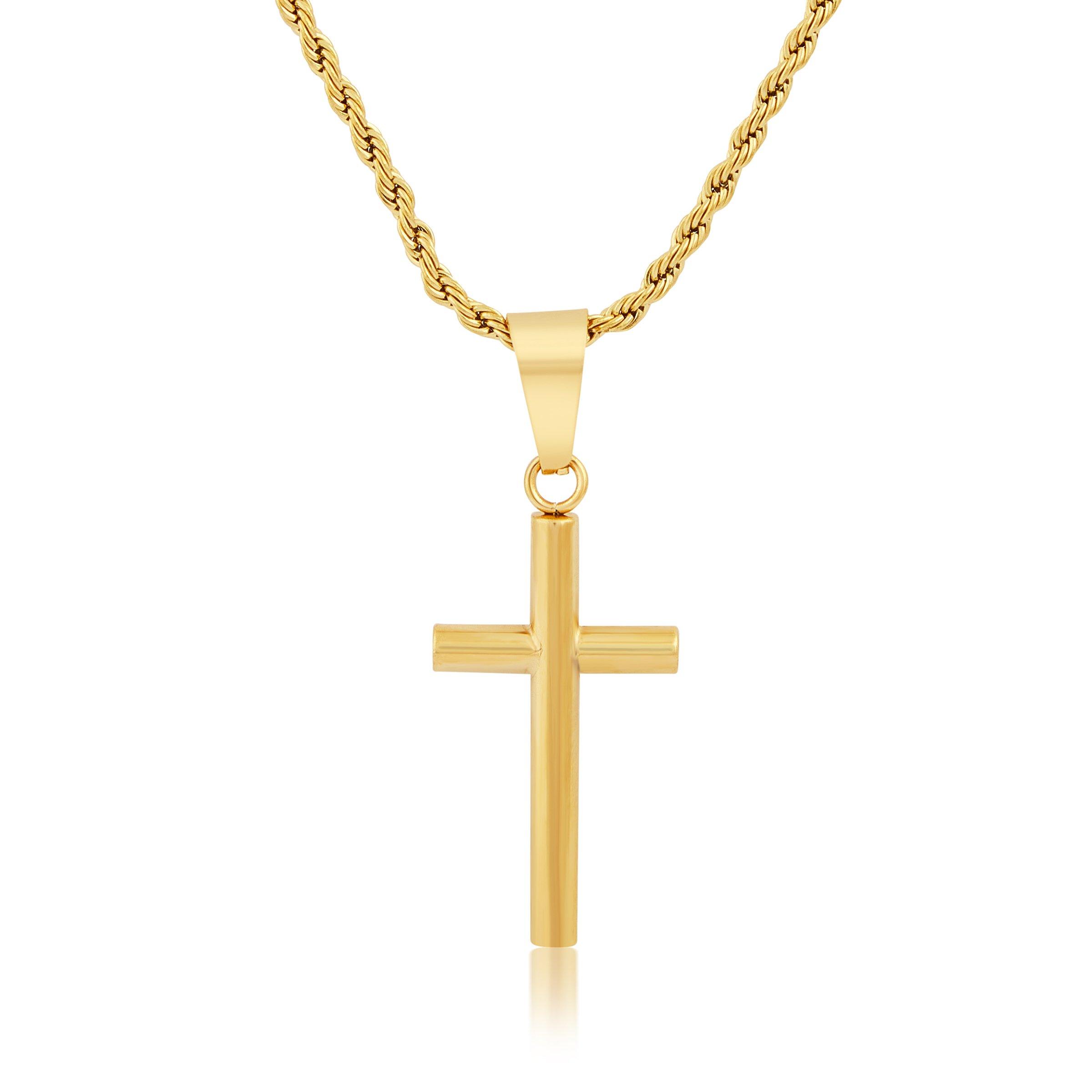 Stainless Steel Gold Round Cross (3157022) | Stainless Steel