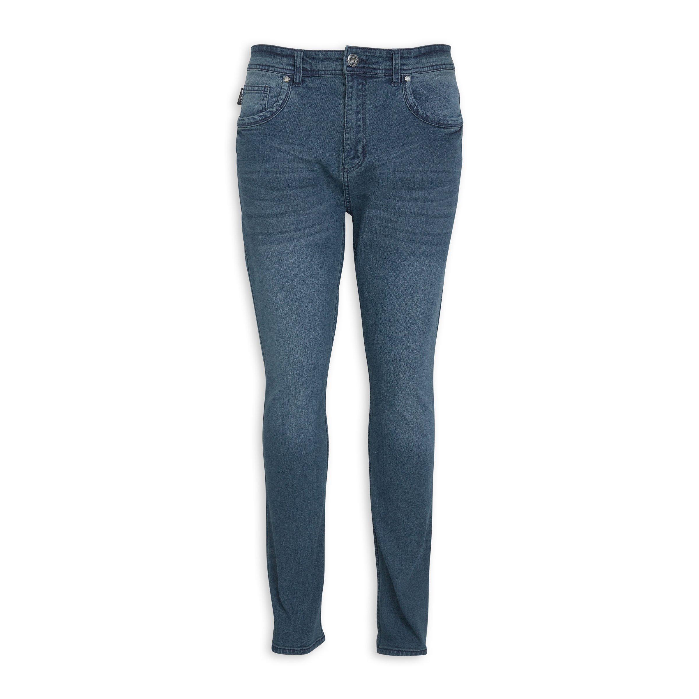 MID INDIGO TAPERED LEG DESTROY PAINT SKINNY JEANS