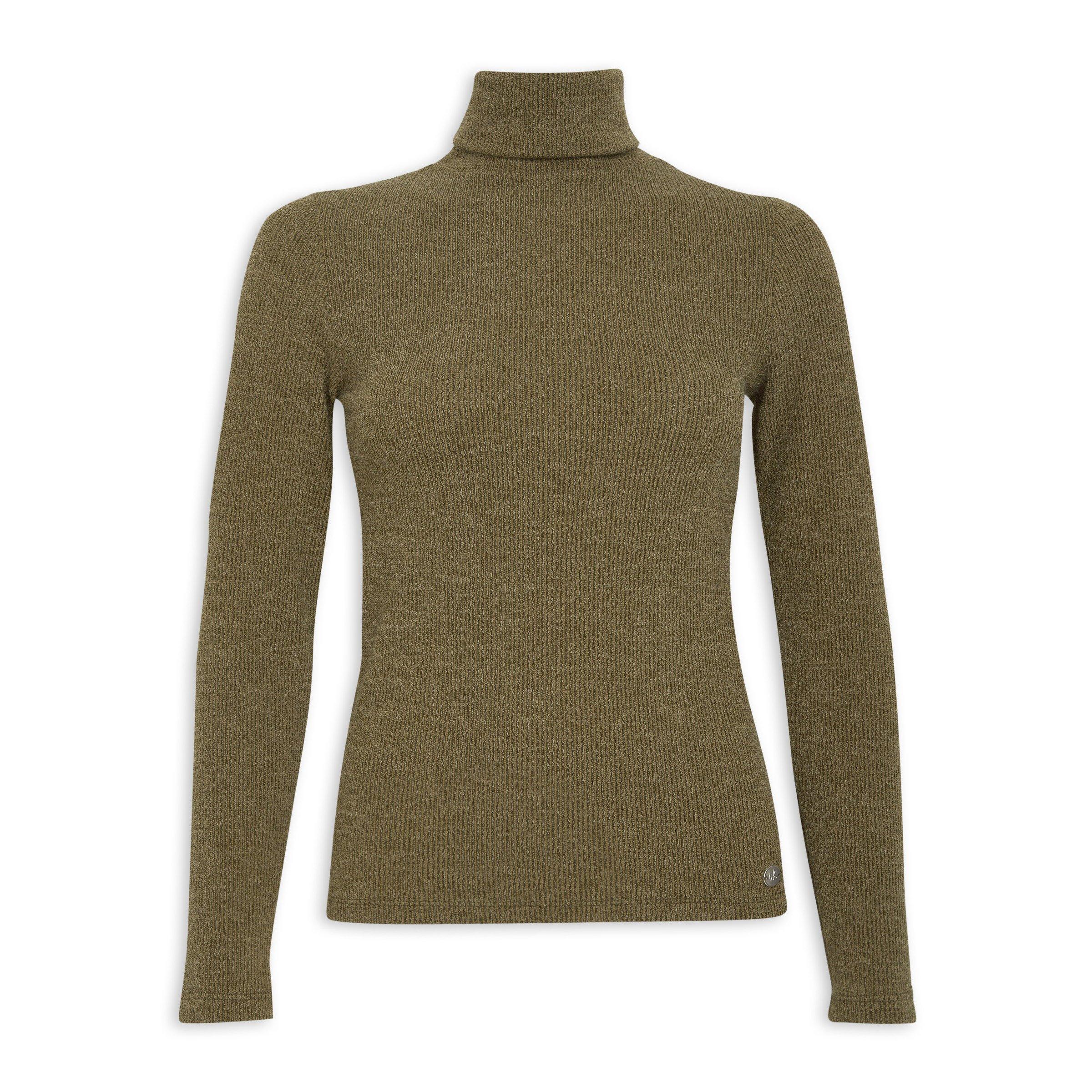 Olive Green Polo Neck Top (3157551) | TRS