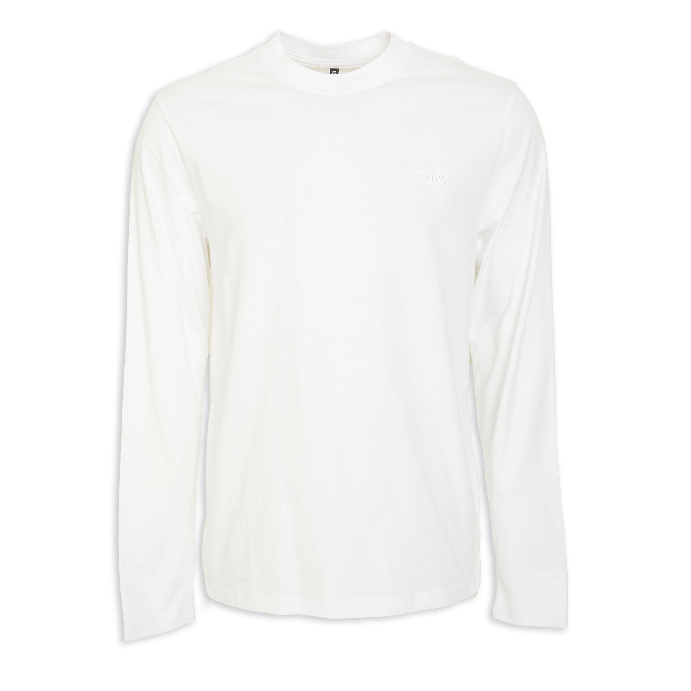 Plain White High Neck Long Sleeve T-shirt (3157855) | Identity