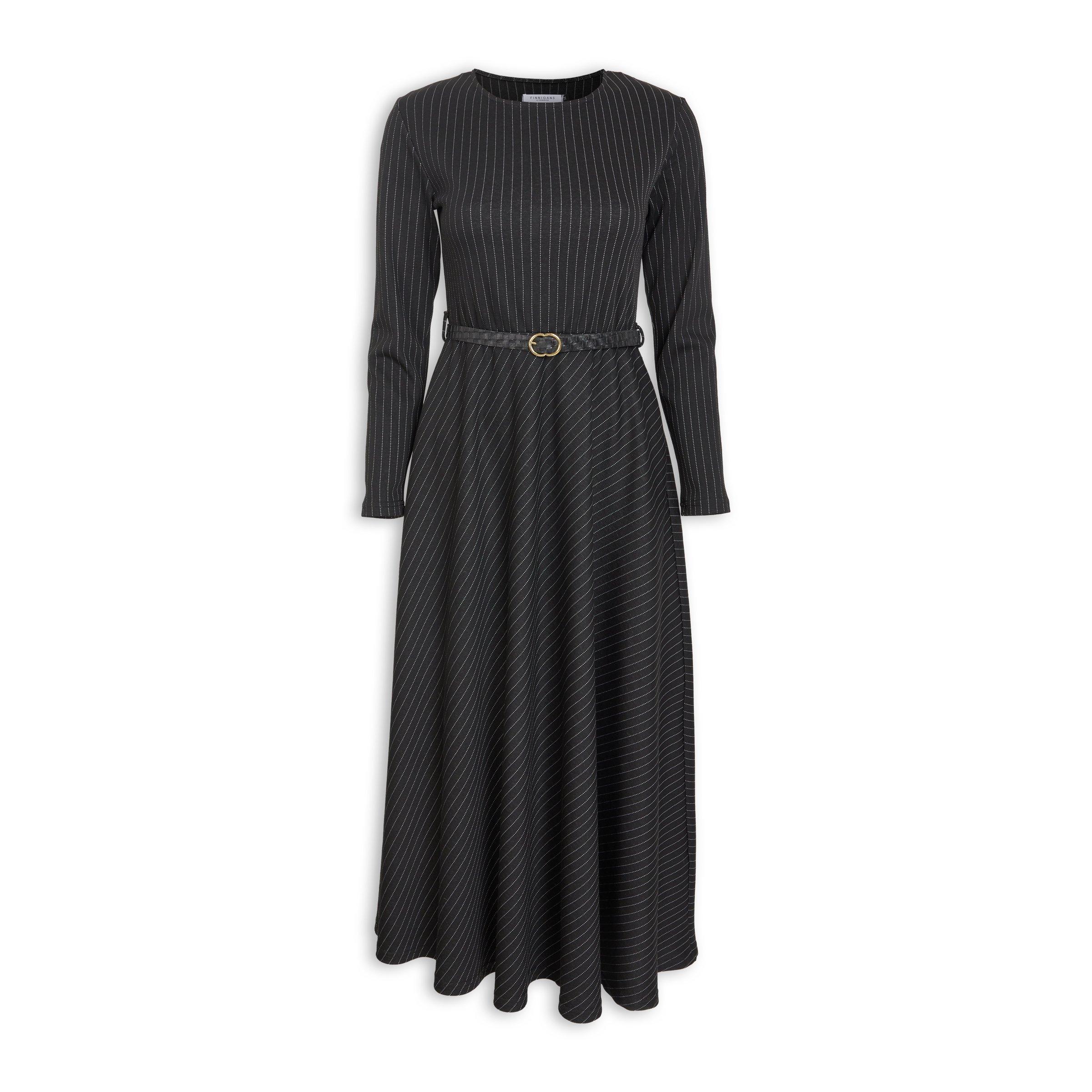 Black Pinstripe Fit and Flare Dress (3158288) | Finnigans