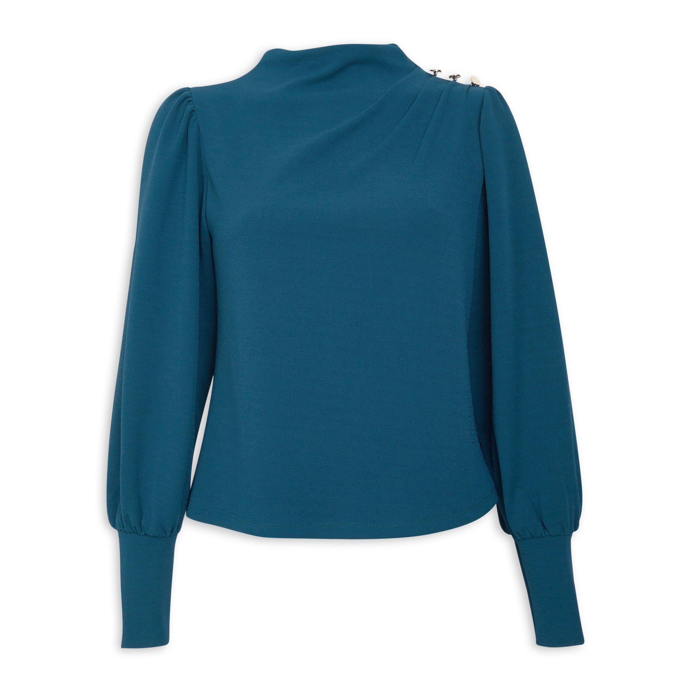 Teal Button Detail Long Sleeve Top (3158364) | Truworths