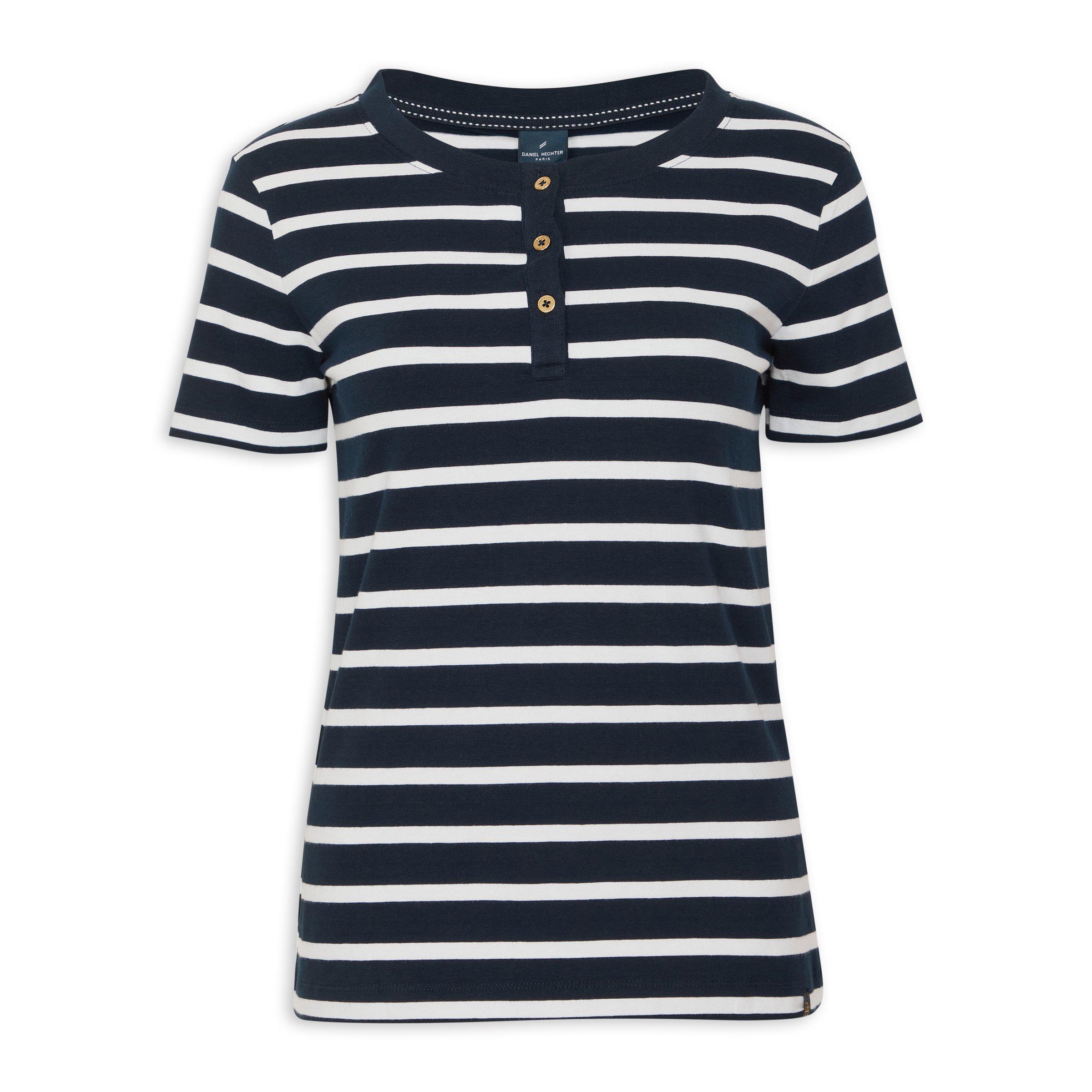 Navy and White Striped T-shirt (3177217) | Daniel Hechter