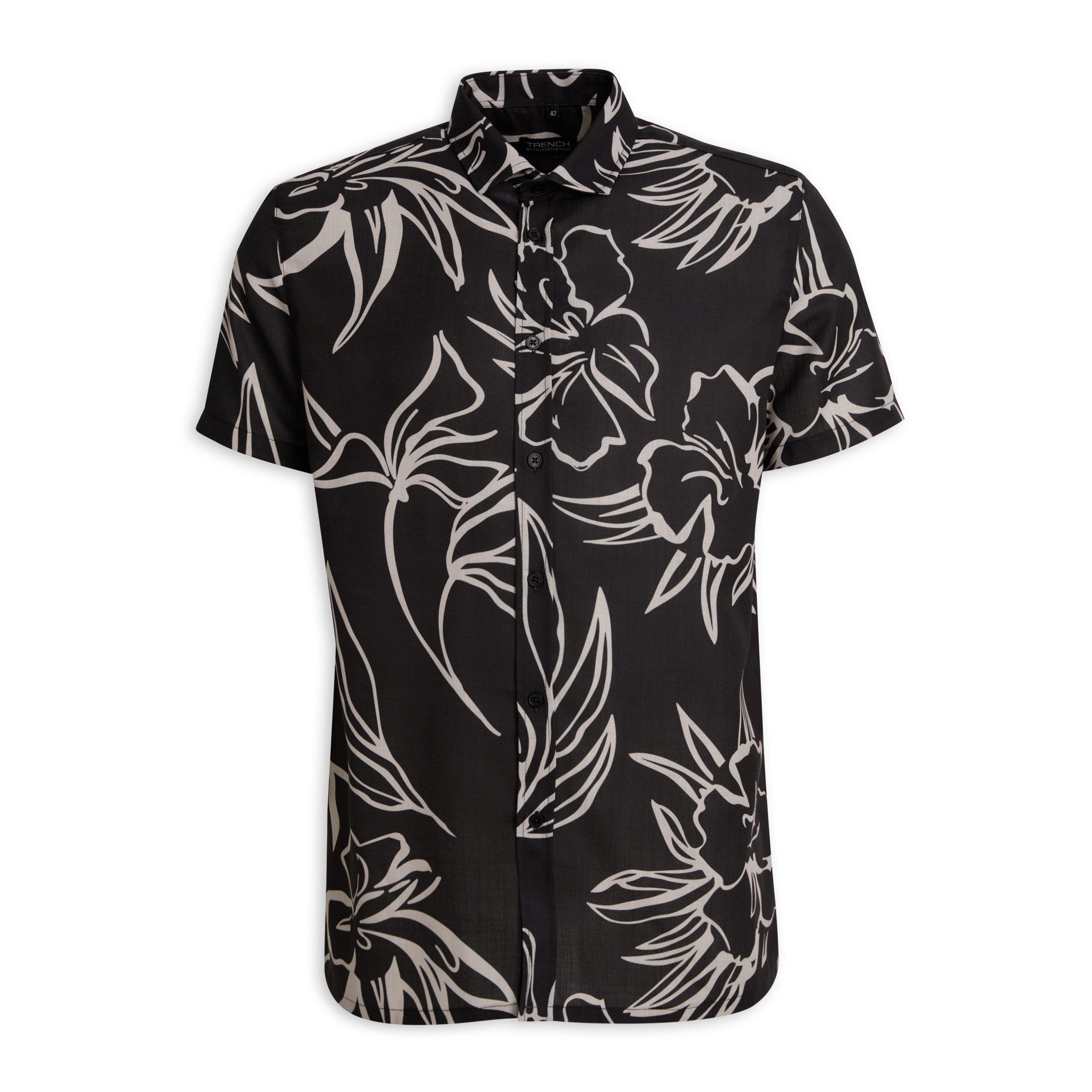 Black Leaves Print Shirt (3182213) | Truworths Man