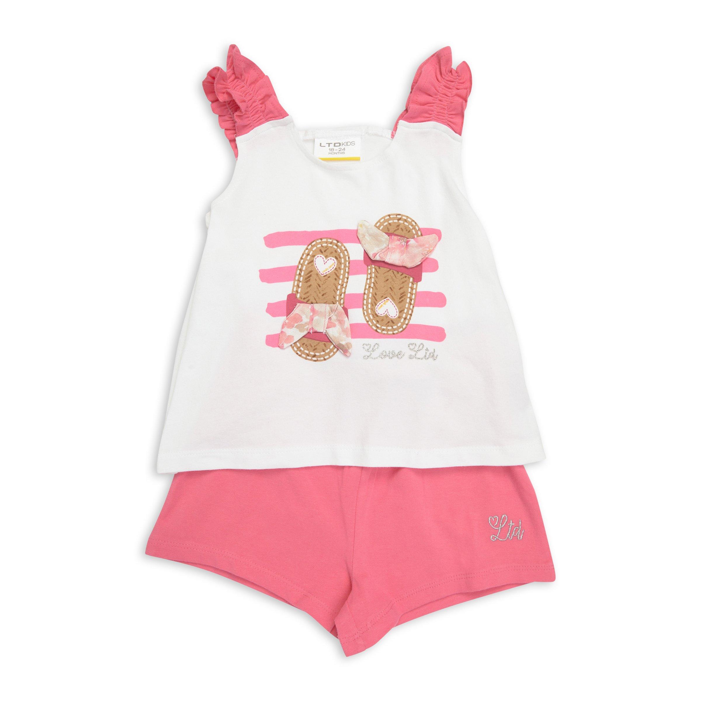 Girls White Headphones Printed T-Shirt With Cargo Shorts Sets main image 1