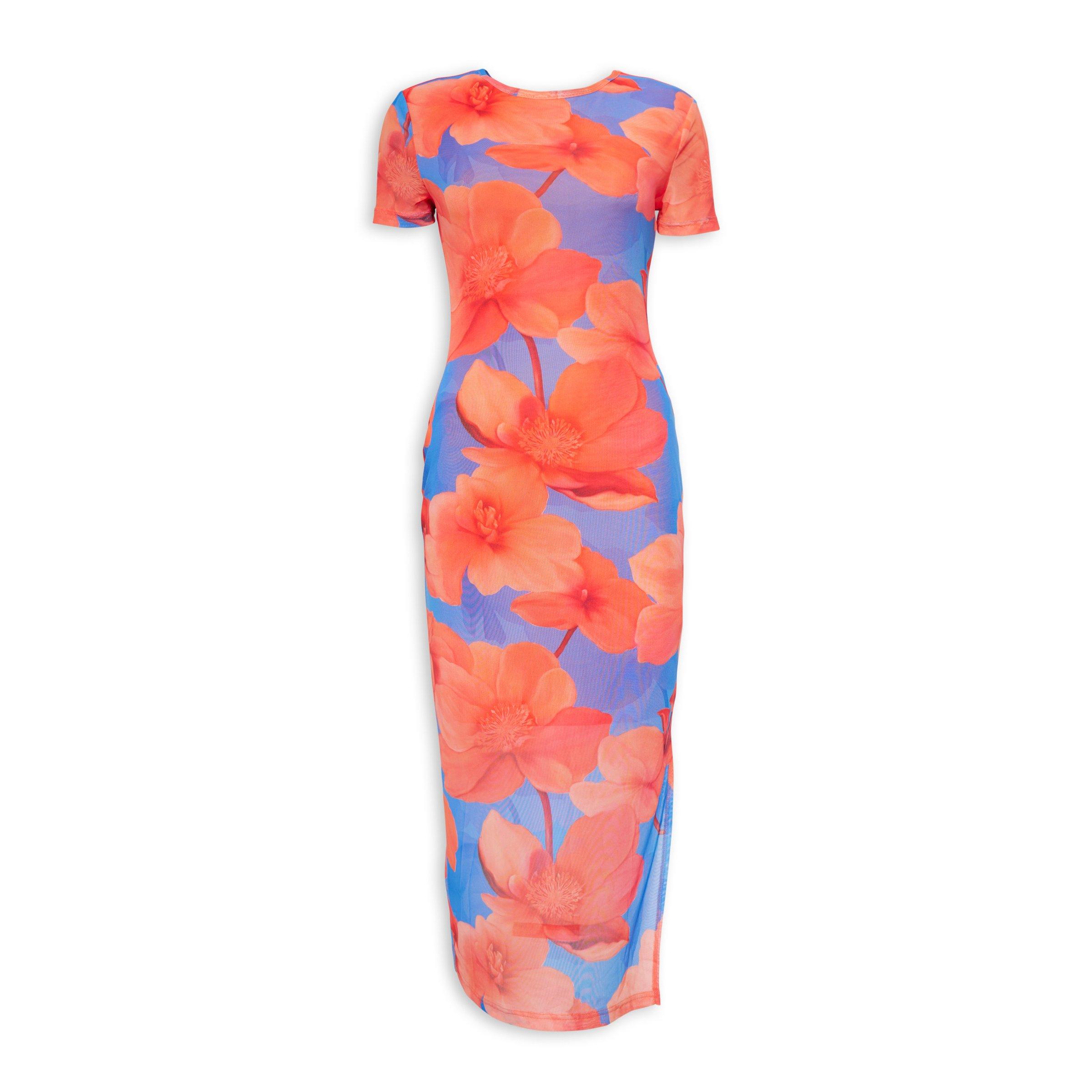 Purple Floral Print Bodycon Dress main image 1