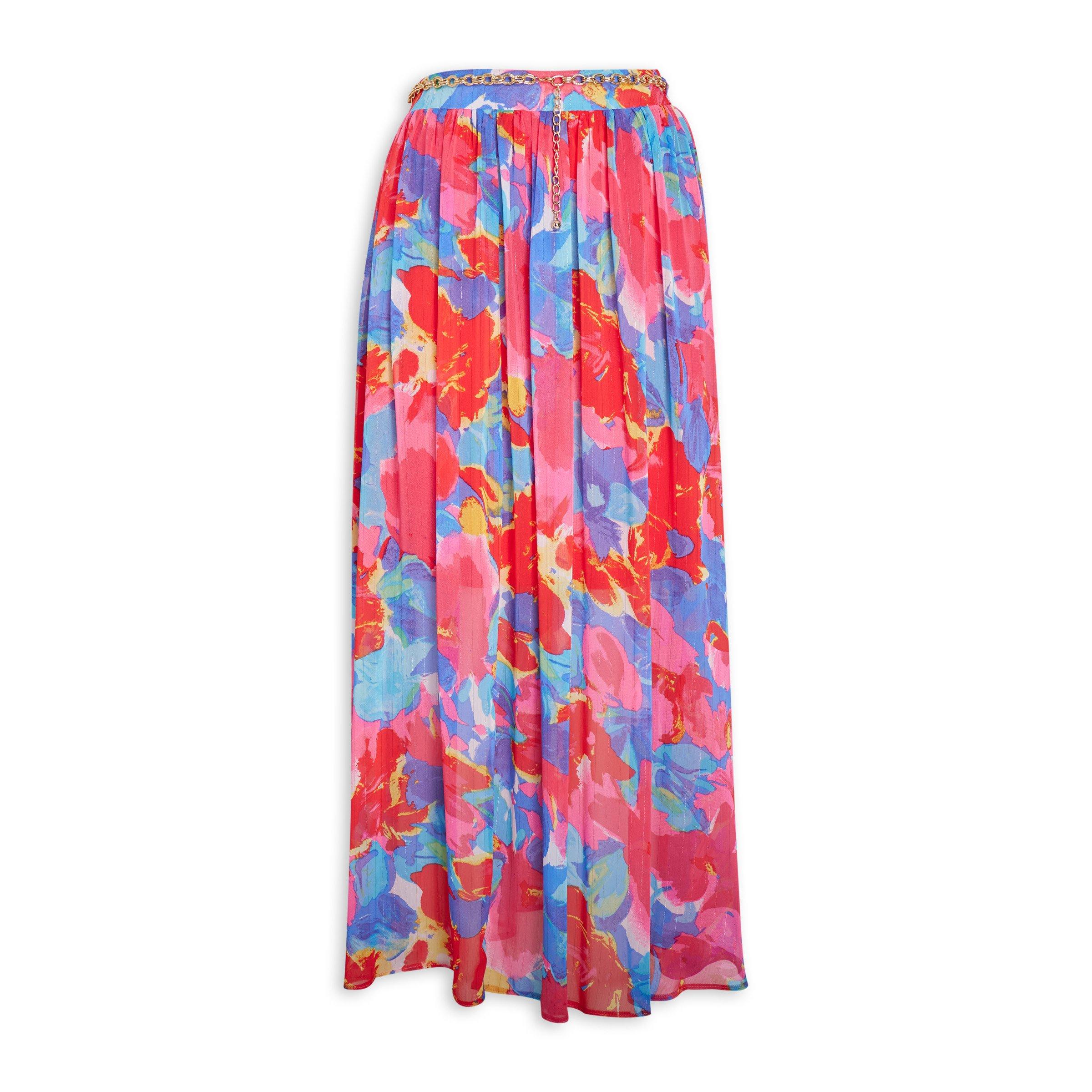 PLEATED ABSTRACT PRINT SKIRT main image 1