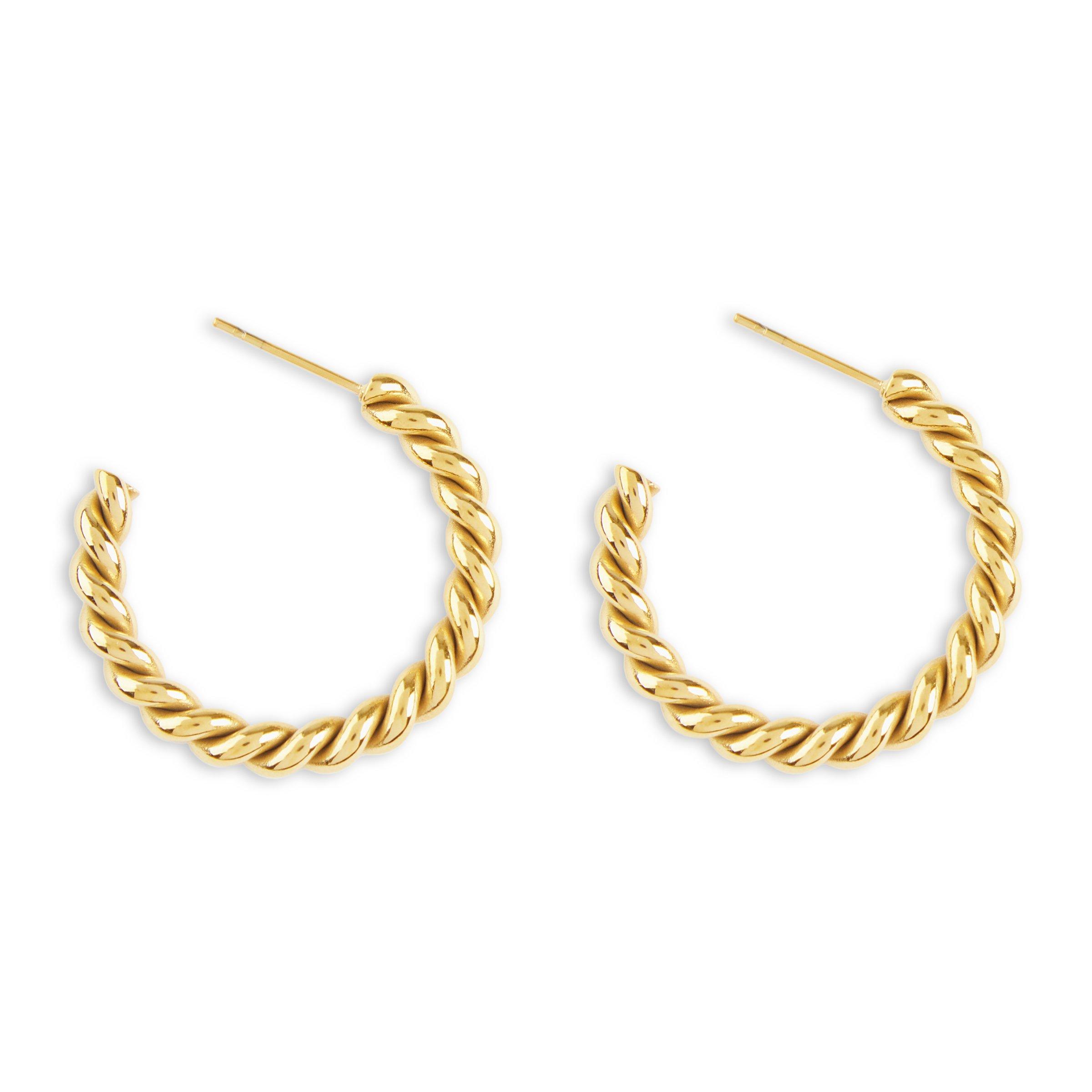 Gold Plated Rope Hoop Earrings (3188081) | Zackia