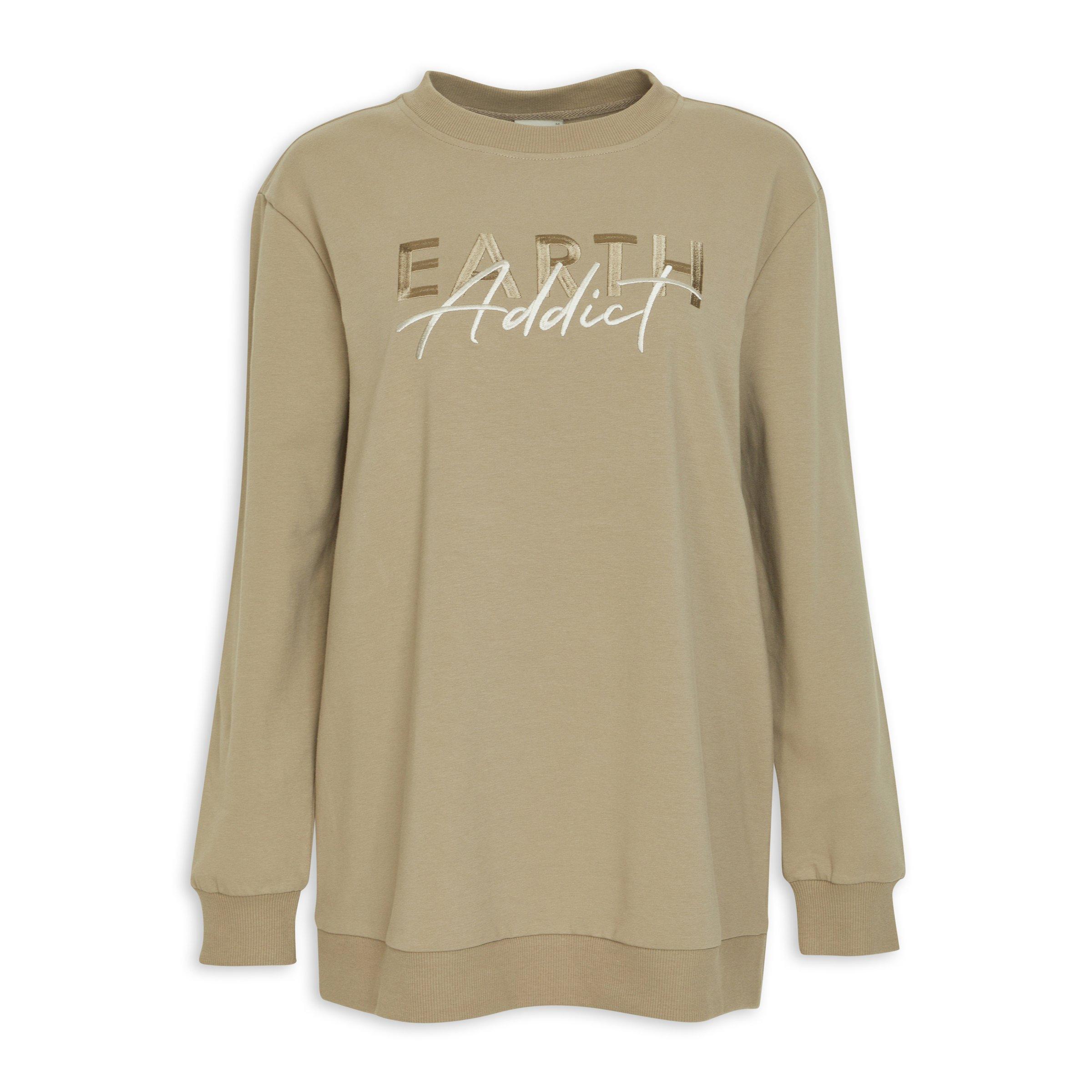 Blue Beige Distressed Print Oversize Sweatshirt 18000