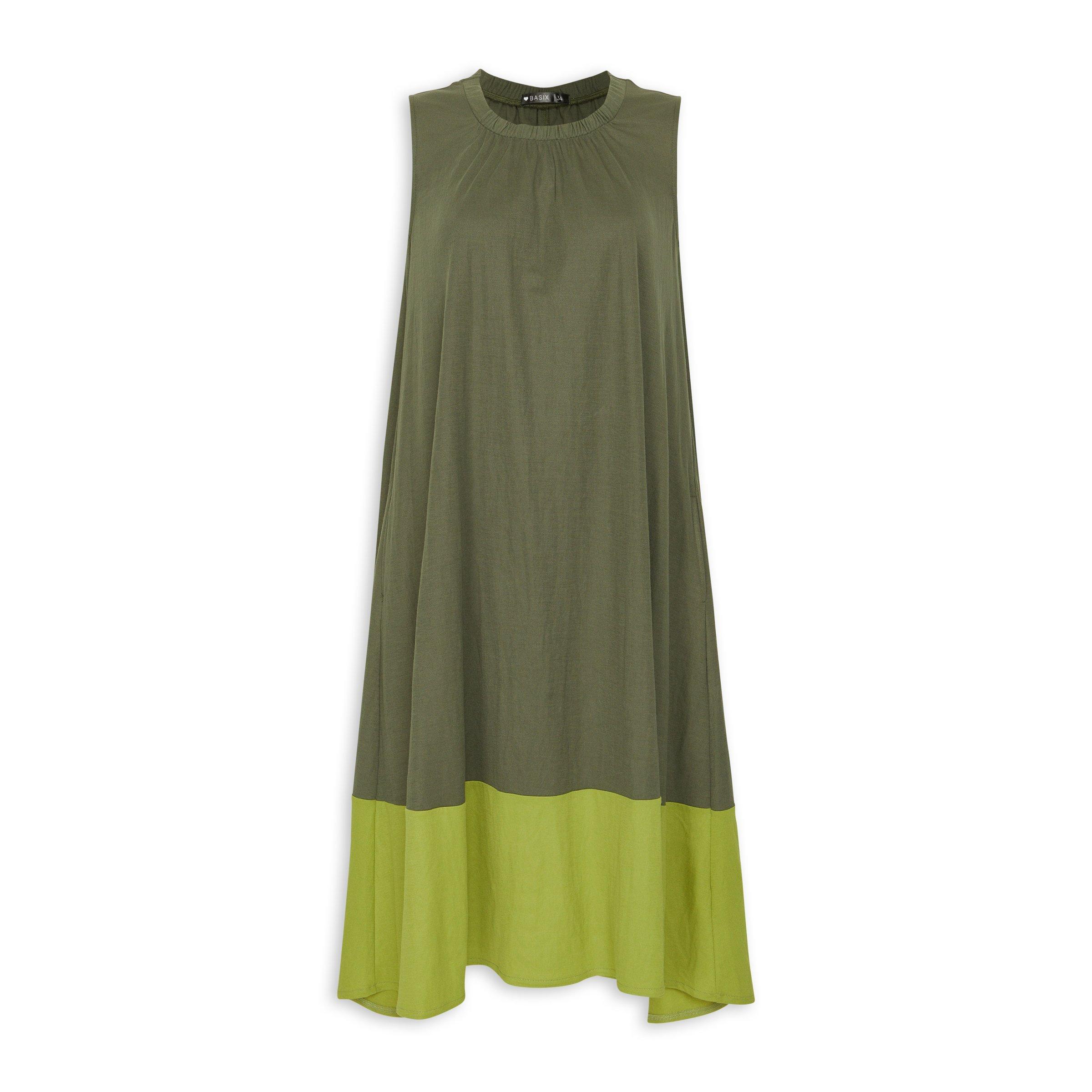 Green Trapeze Dress (3194964) | Basix