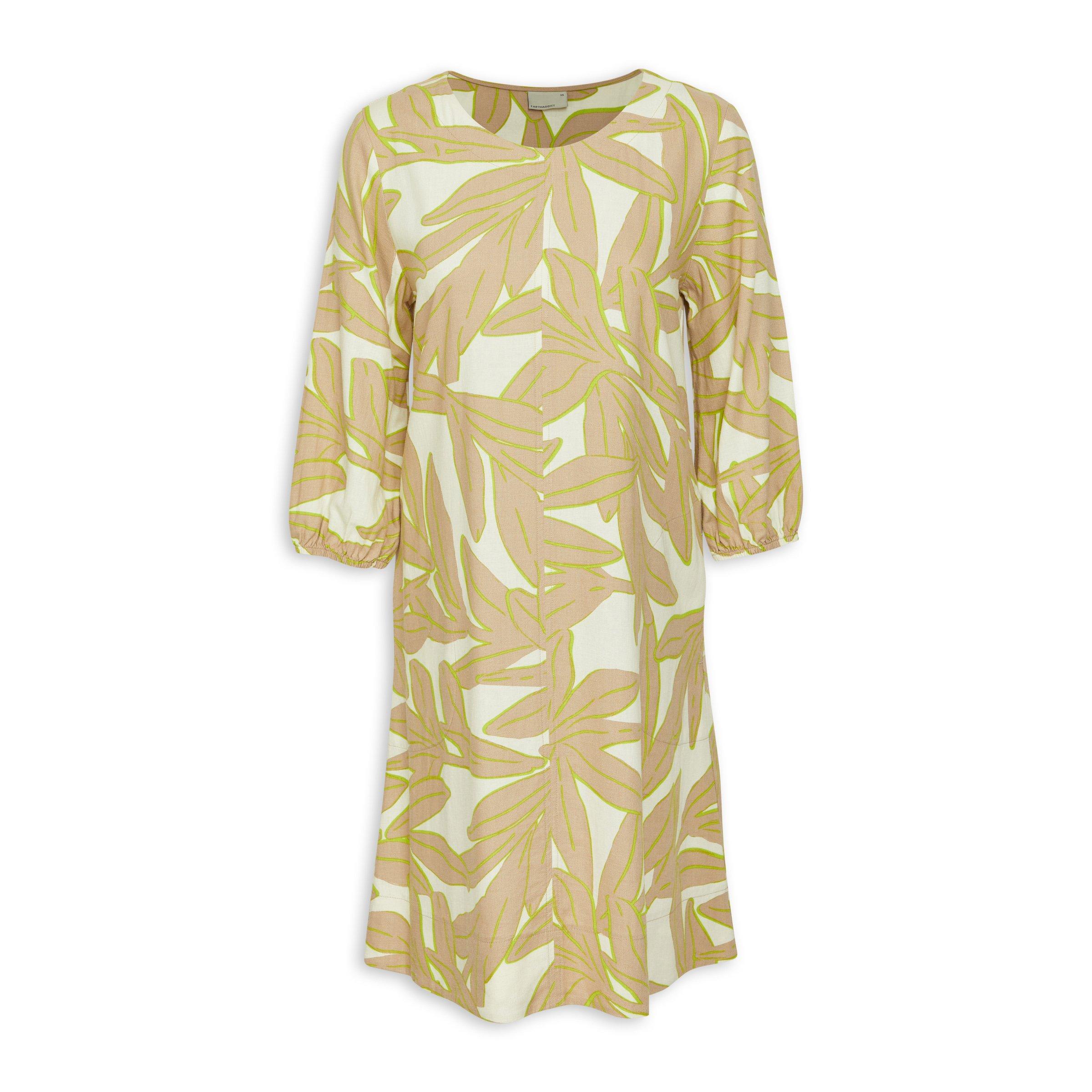 BETHANY NAVY TROPIC LEAF PRINT A-LINE DRESS main image 0
