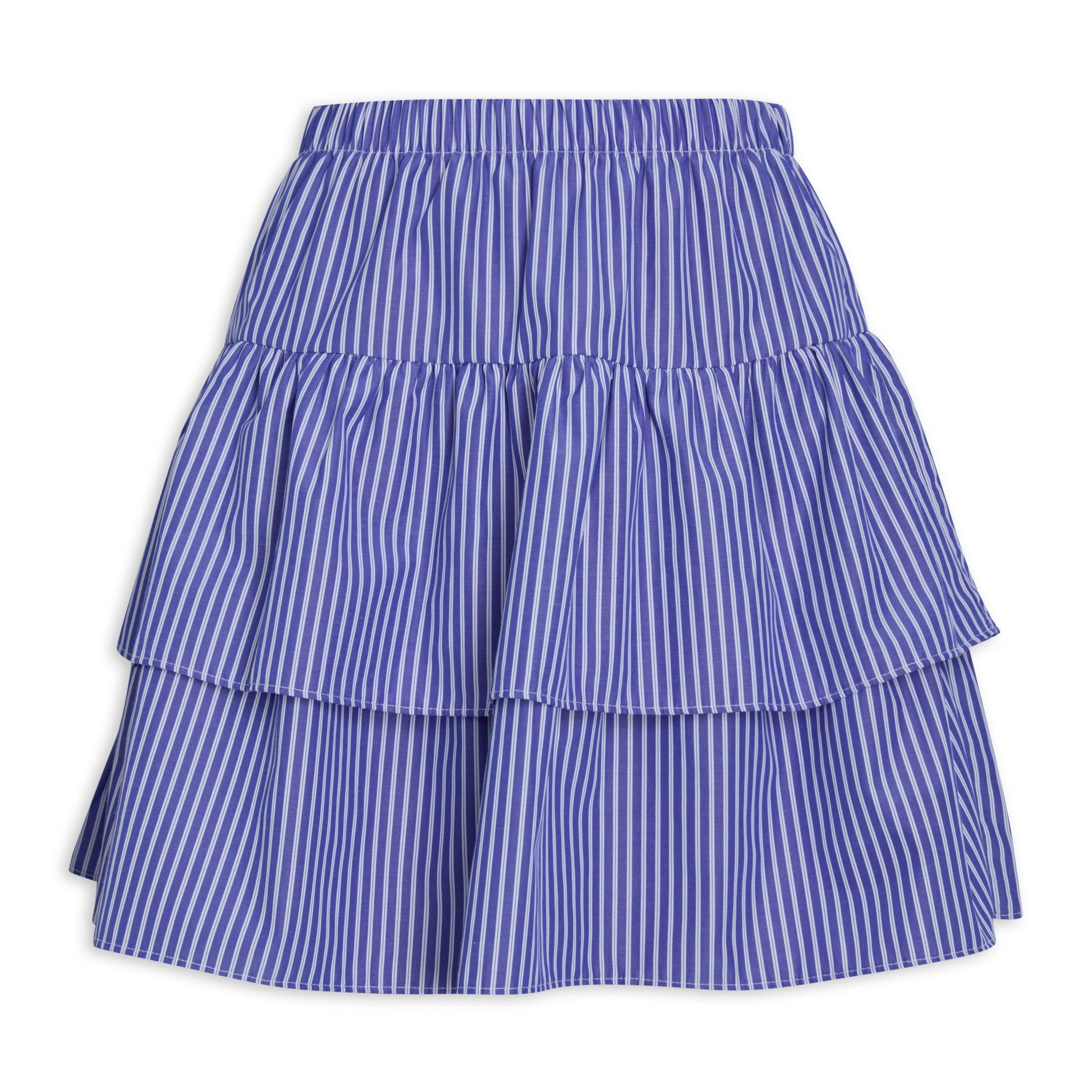 Blue And White Striped Tiered Skirt Inwear