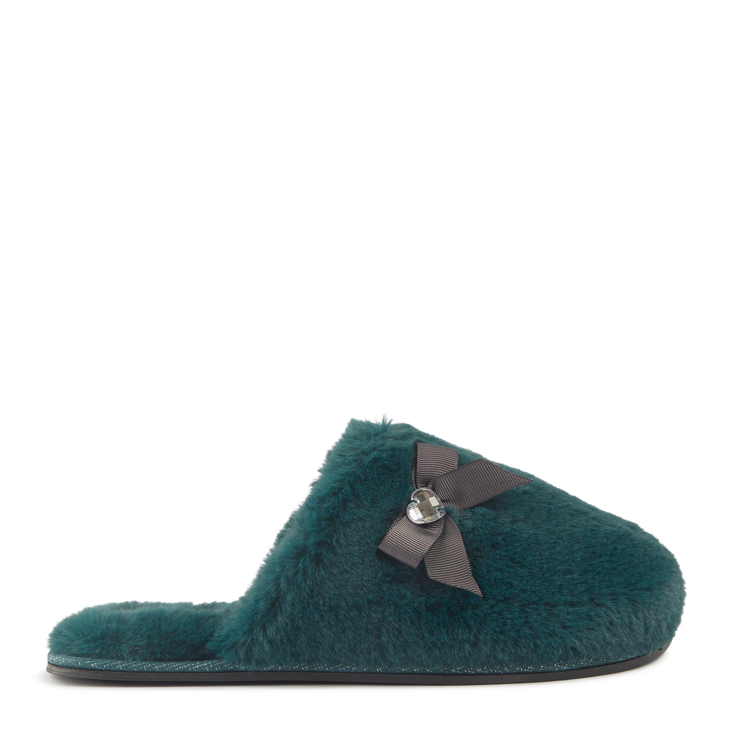 White/Blue Open Toe Cozy Bow Slippers - JESS LEA PREORDER main image 1