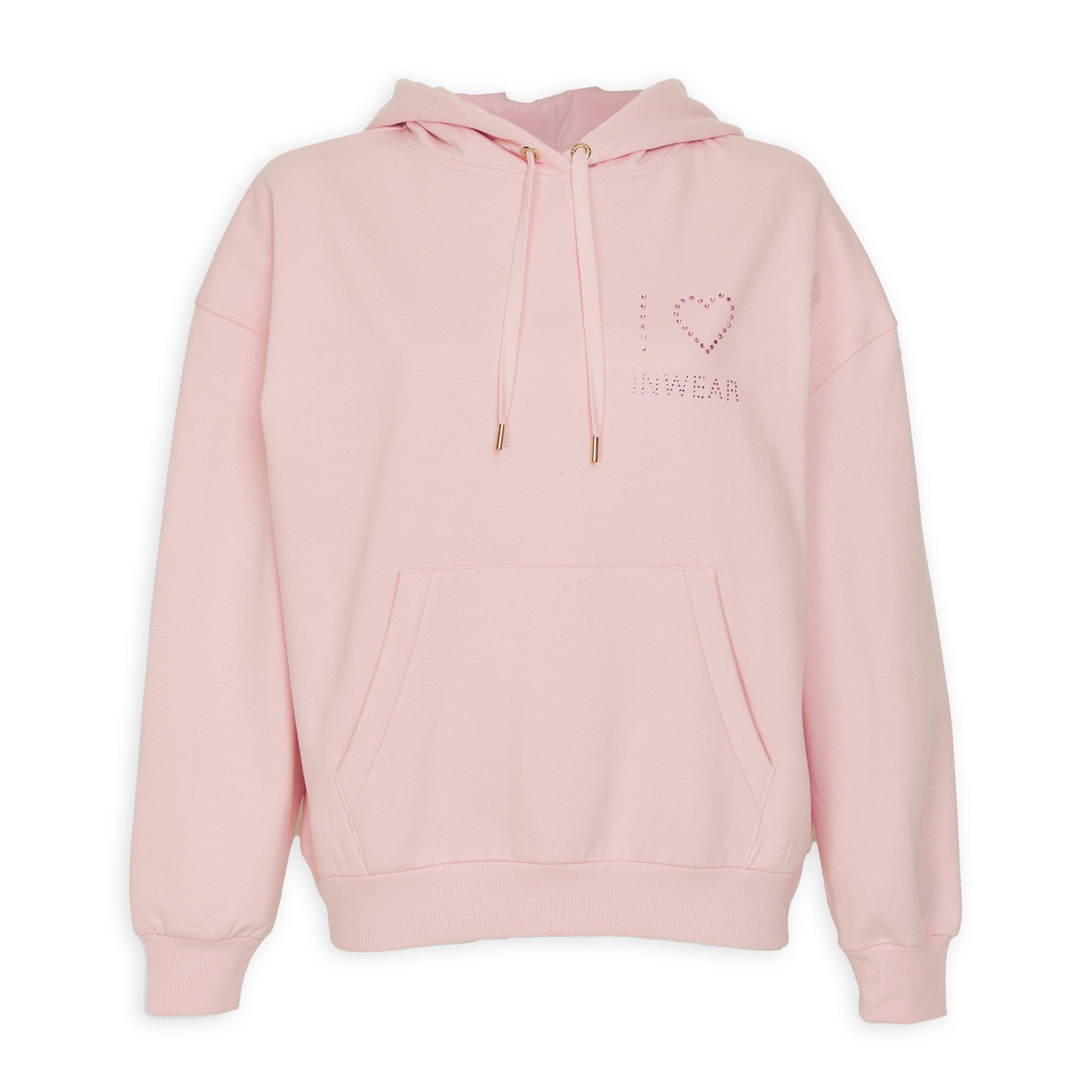 Oversized Graphic Hoodie with Pouch Pocket - Pink main image 1